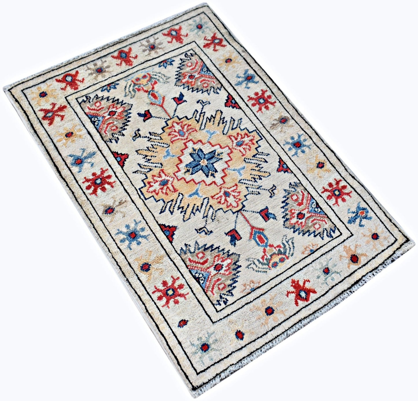 Handmade Mini Afghan Chobi Rug | 86 x 60 cm | 2'10" x 2' - Najaf Rugs & Textile