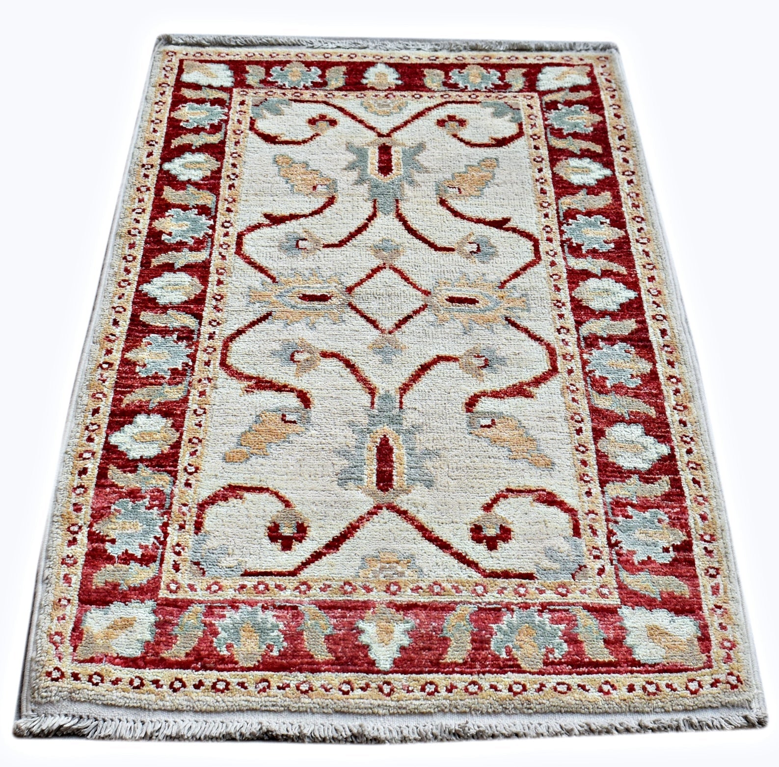 Handmade Mini Afghan Chobi Rug | 87 x 60 cm | 2'10" x 2' - Najaf Rugs & Textile