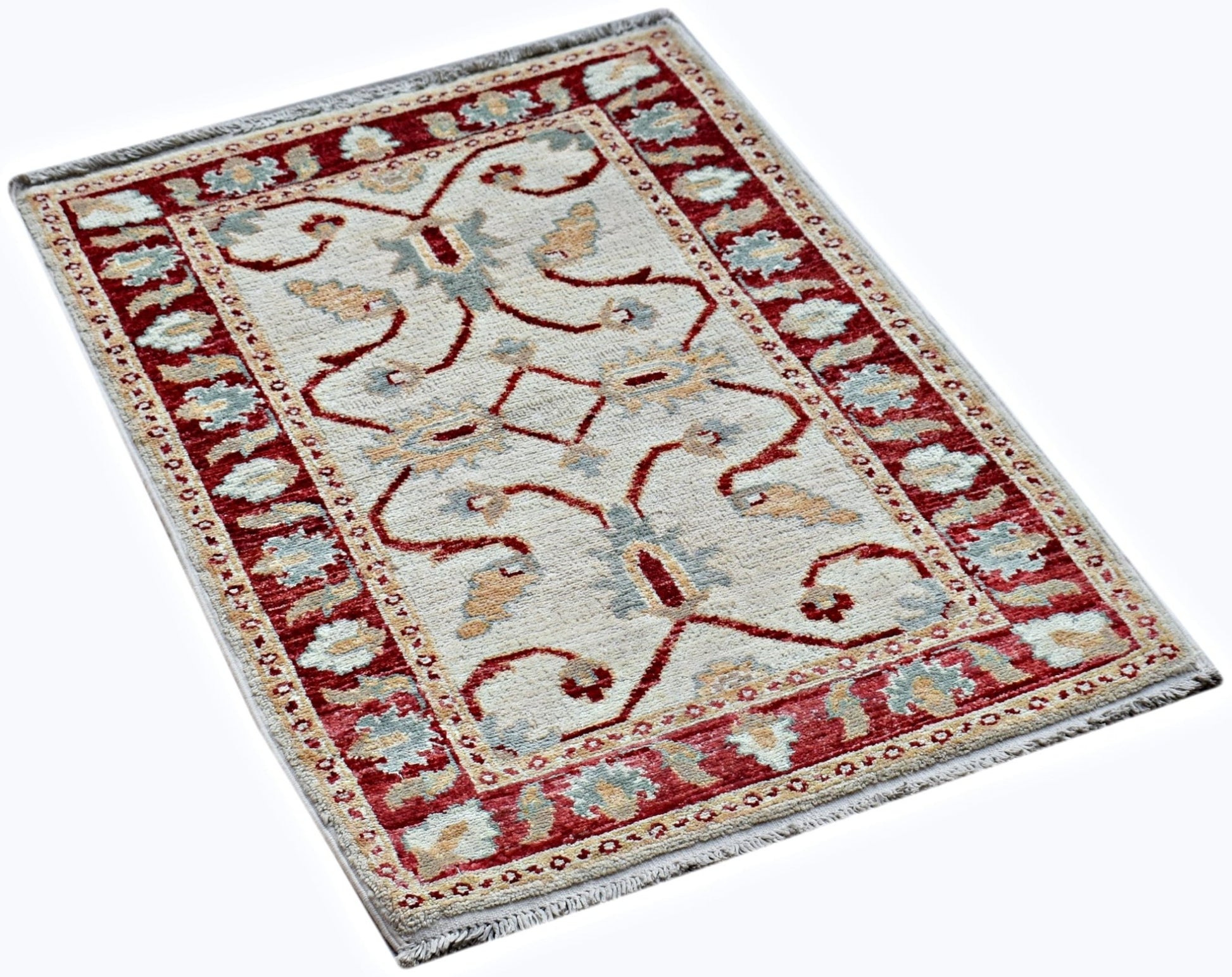 Handmade Mini Afghan Chobi Rug | 87 x 60 cm | 2'10" x 2' - Najaf Rugs & Textile