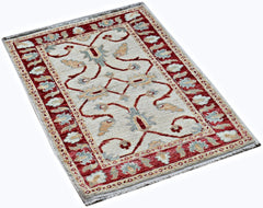 Handmade Mini Afghan Chobi Rug | 87 x 60 cm | 2'10" x 2' - Najaf Rugs & Textile