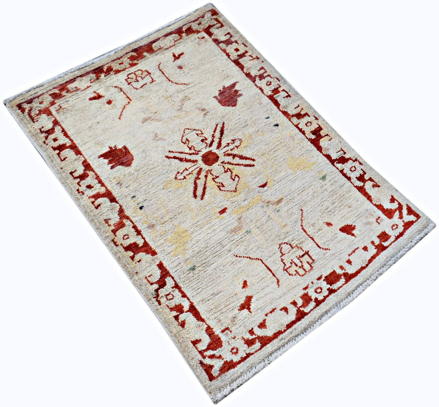 Handmade Mini Afghan Chobi Rug | 87 x 62 cm | 2'10" x 2' - Najaf Rugs & Textile
