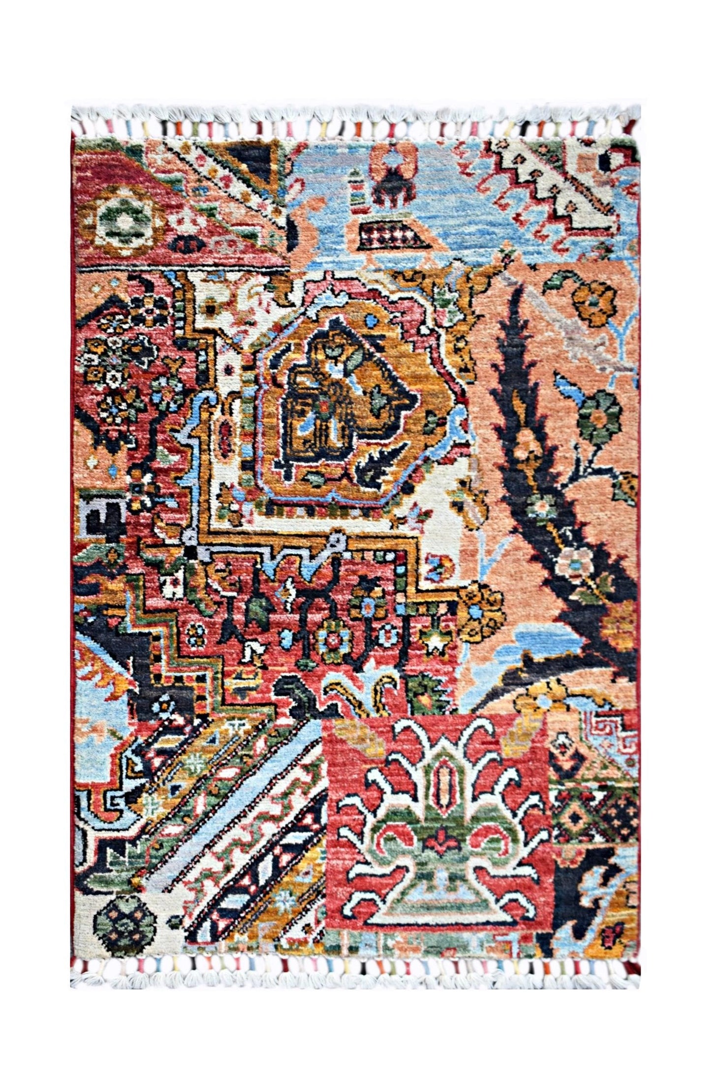 Handmade Mini Afghan Chobi Rug | 87 x 62 cm | 2'10" x 2' - Najaf Rugs & Textile