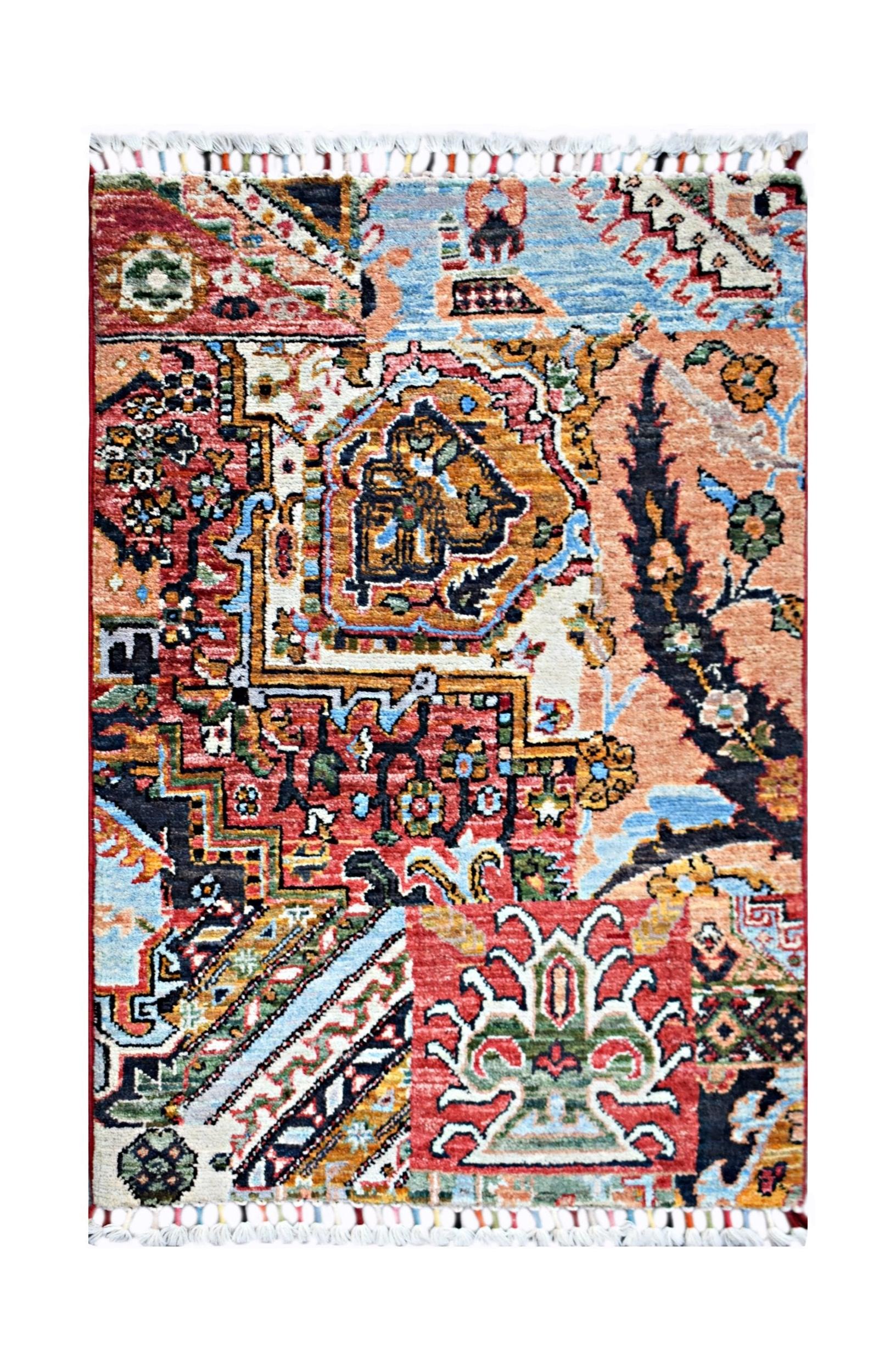 Handmade Mini Afghan Chobi Rug | 87 x 62 cm | 2'10" x 2' - Najaf Rugs & Textile
