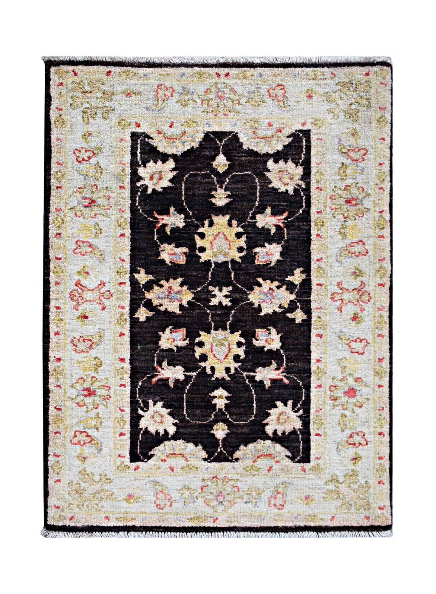 Handmade Mini Afghan Chobi Rug | 87 x 65 cm | 2'10" x 2'2" - Najaf Rugs & Textile