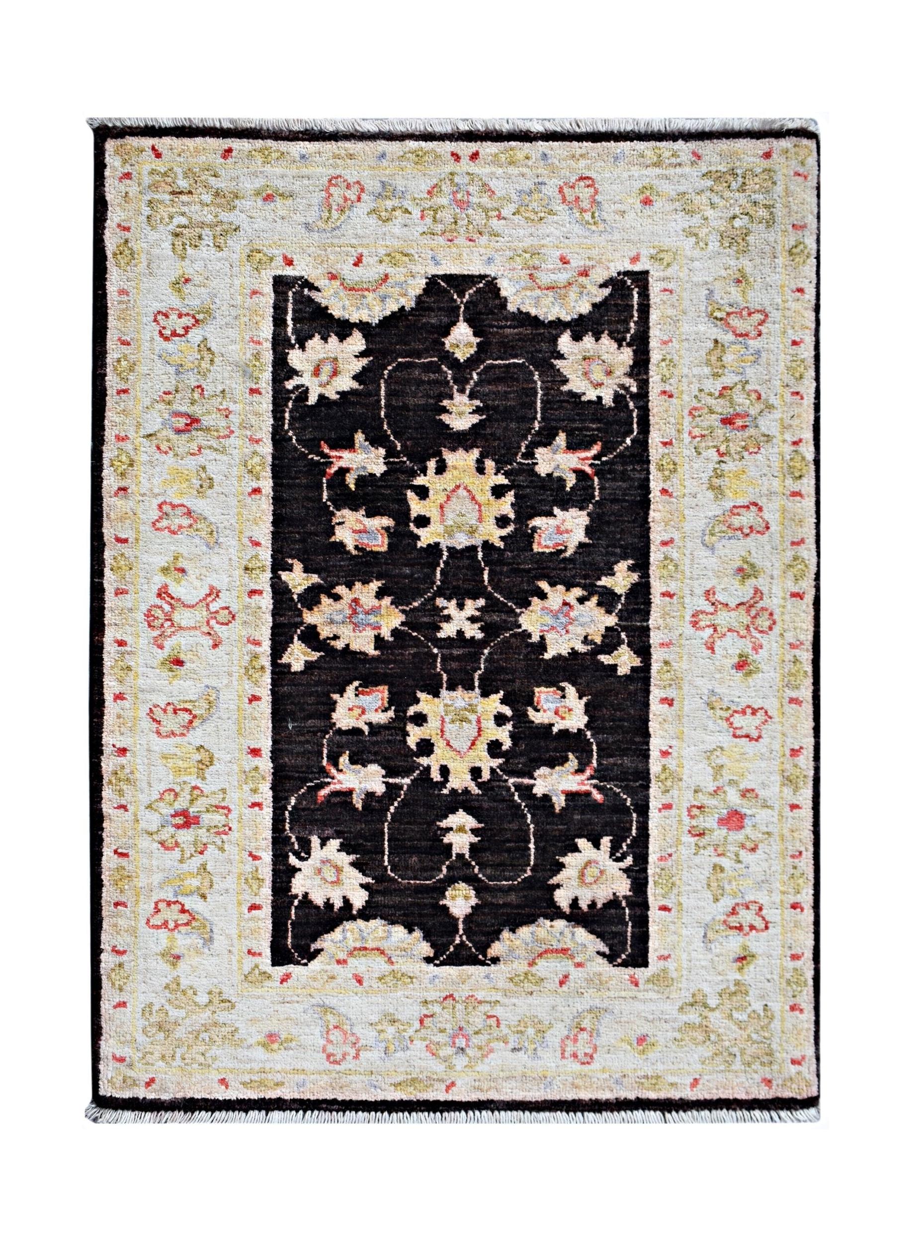 Handmade Mini Afghan Chobi Rug | 87 x 65 cm | 2'10" x 2'2" - Najaf Rugs & Textile