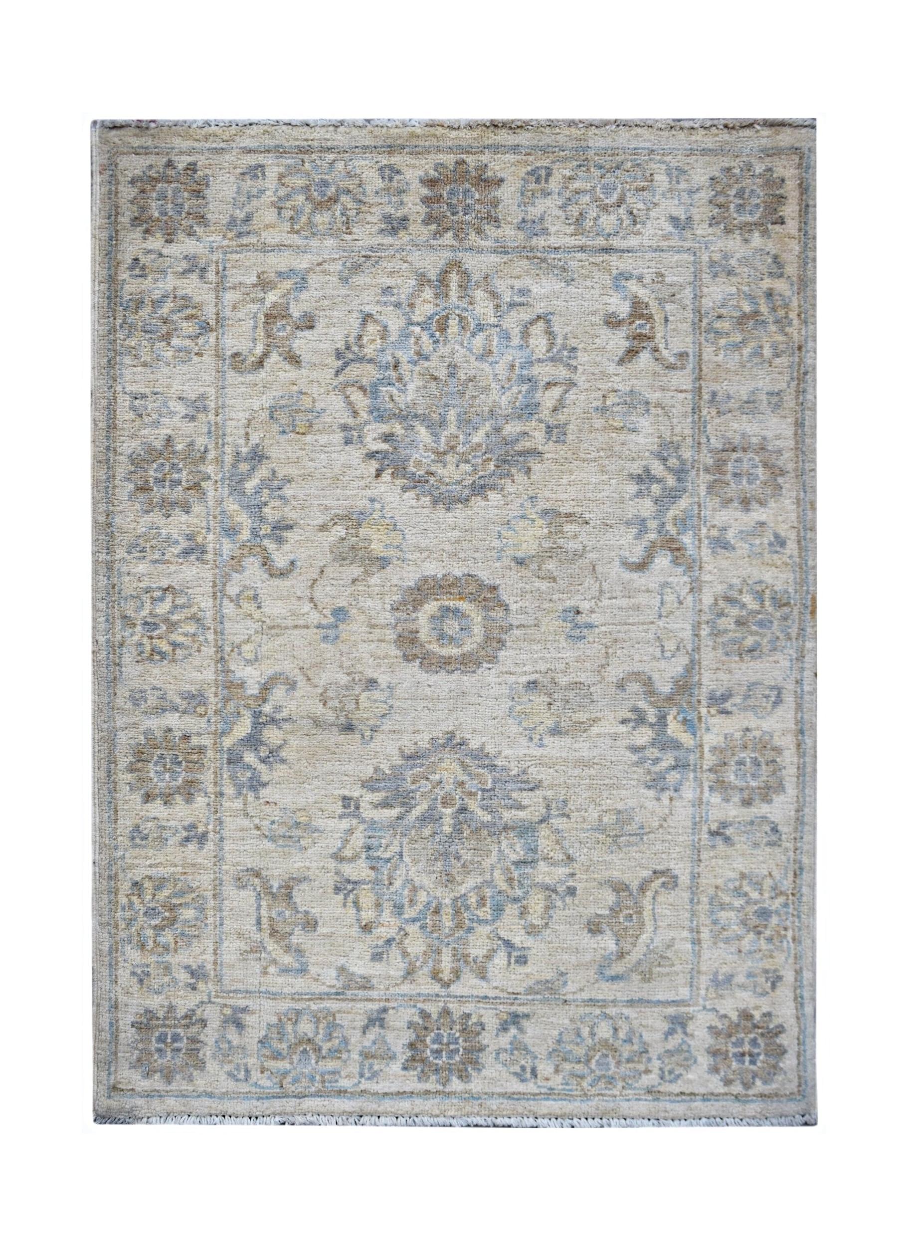 Handmade Mini Afghan Chobi Rug | 87 x 66 cm | 3'3" x 2'3" - Najaf Rugs & Textile
