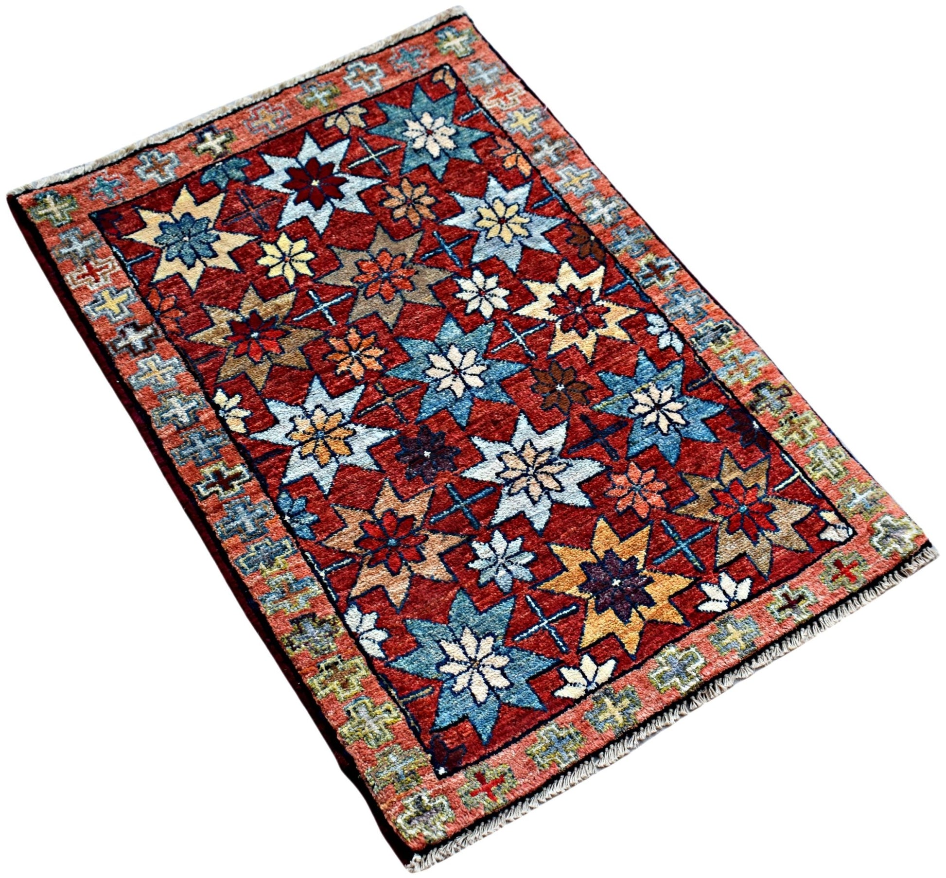 Handmade Mini Afghan Chobi Rug | 88 x 61 cm | 2'11" x 2' - Najaf Rugs & Textile