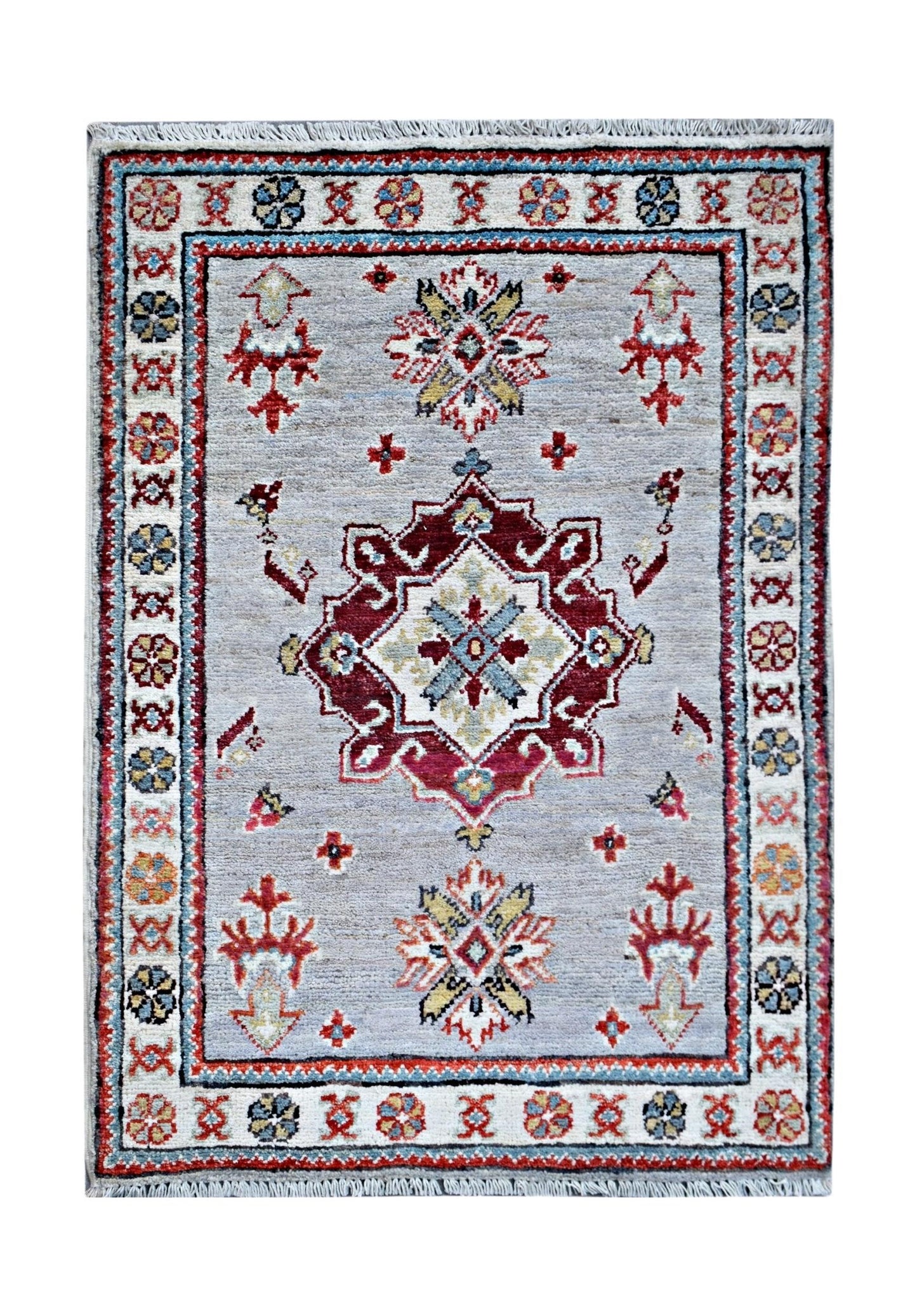 Handmade Mini Afghan Chobi Rug | 89 x 61 cm | 2'11" x 2' - Najaf Rugs & Textile