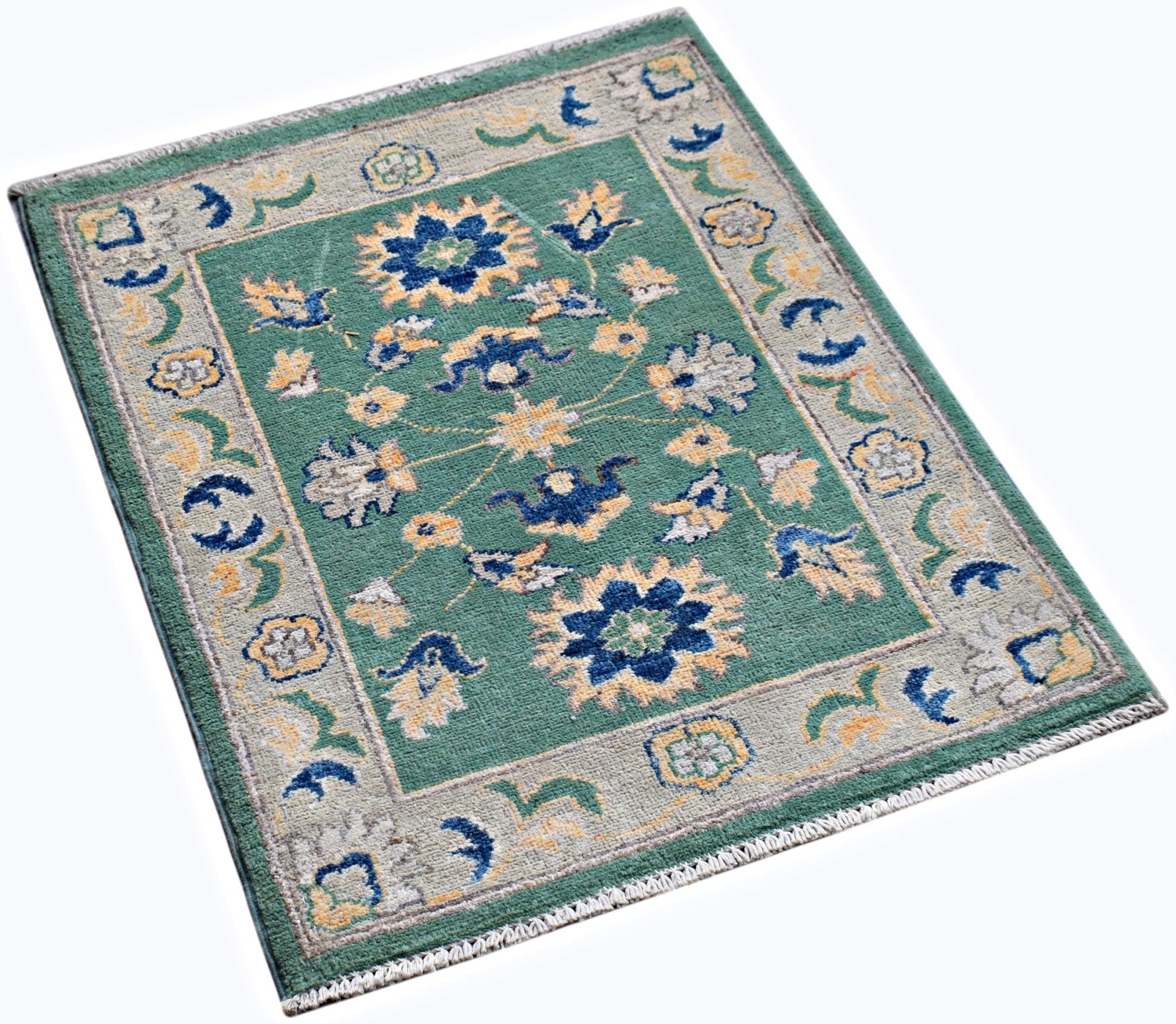 Handmade Mini Afghan Chobi Rug | 89 x 66 cm | 2'11" x 2'2" - Najaf Rugs & Textile