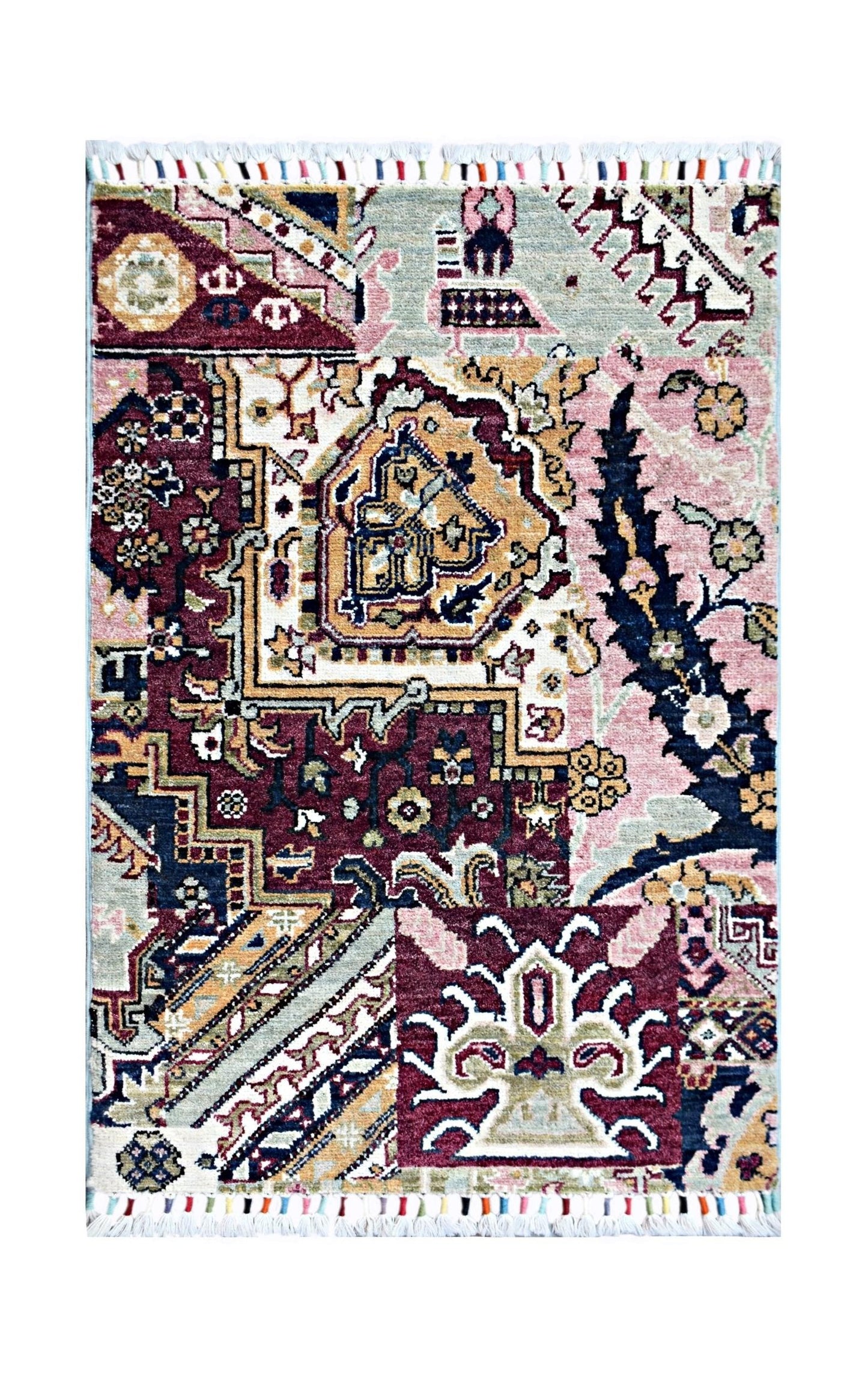Handmade Mini Afghan Chobi Rug | 91 x 62 cm | 3' x 2' - Najaf Rugs & Textile