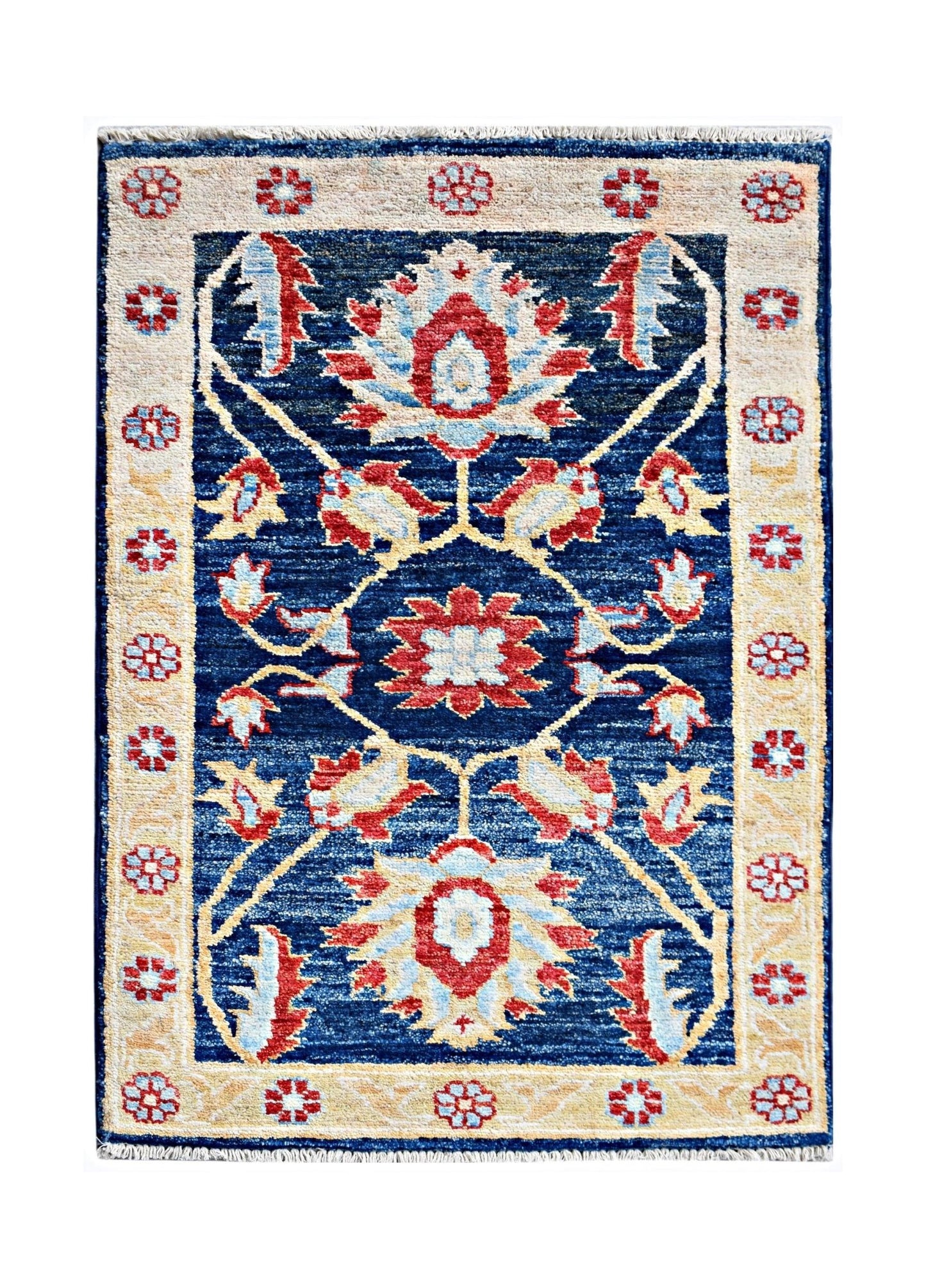 Handmade Mini Afghan Chobi Rug | 92 x 57 cm | 3' x 1'11" - Najaf Rugs & Textile