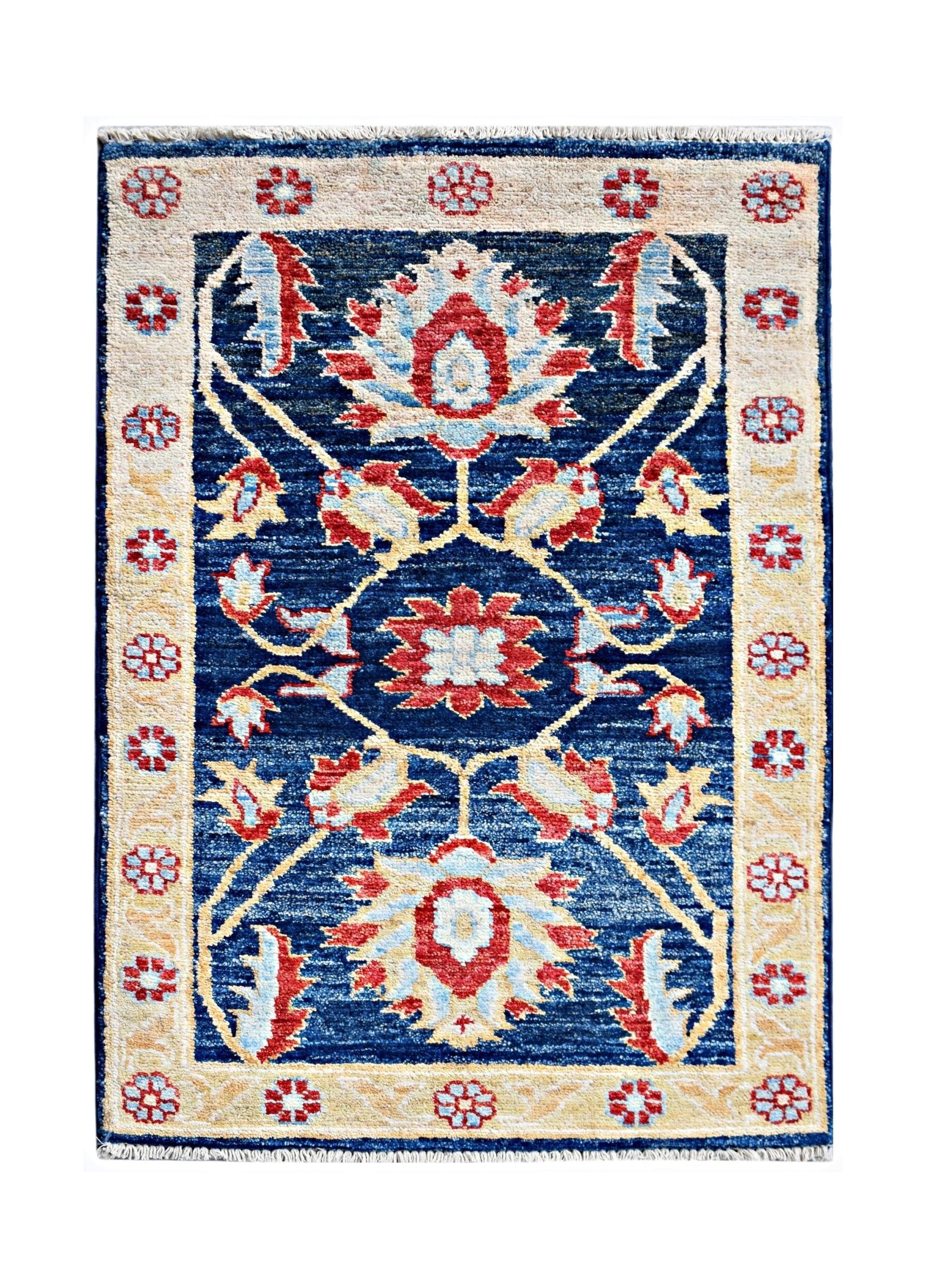 Handmade Mini Afghan Chobi Rug | 92 x 57 cm | 3' x 1'11" - Najaf Rugs & Textile