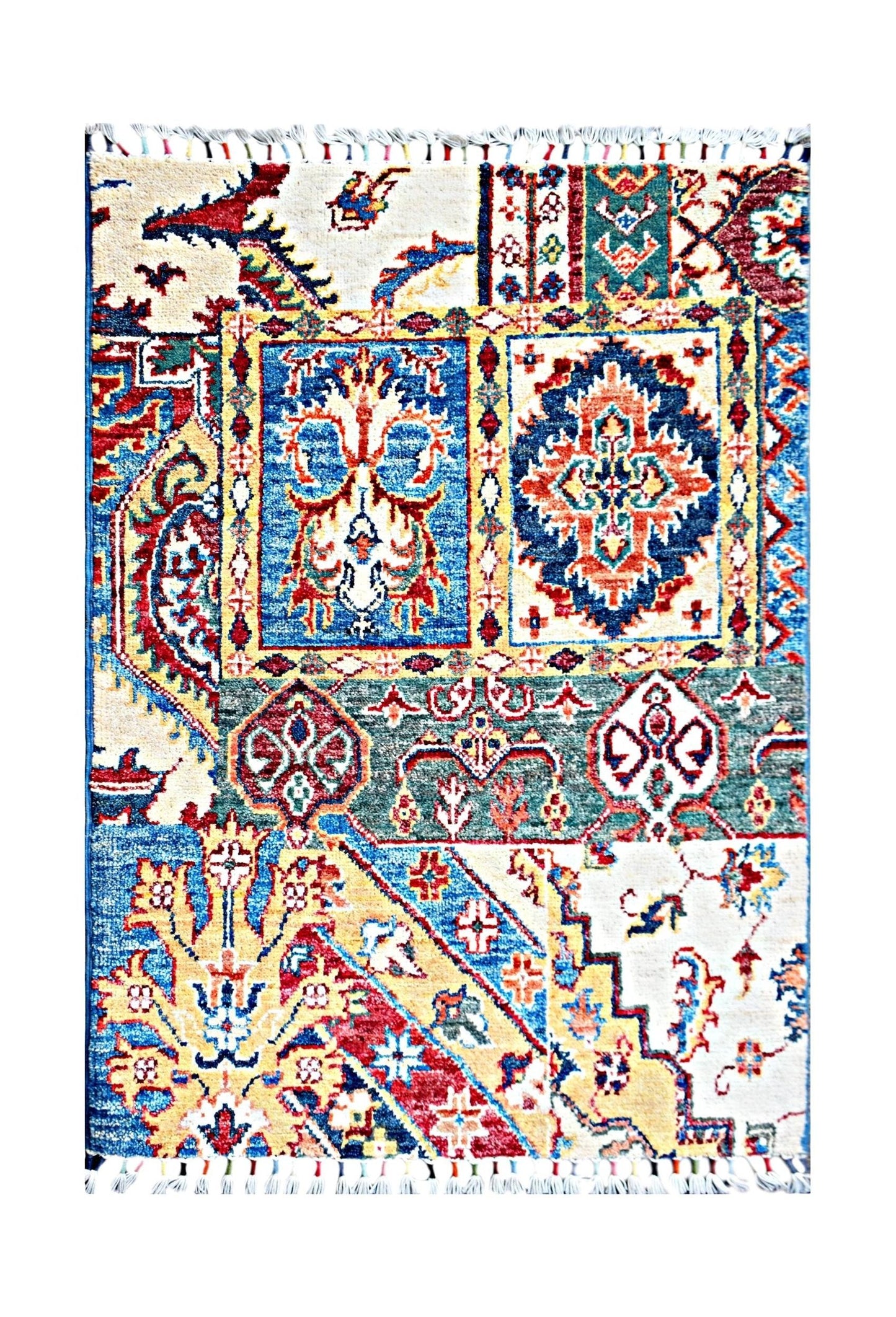 Handmade Mini Afghan Chobi Rug | 93 x 63 cm | 3'1" x 2'1" - Najaf Rugs & Textile
