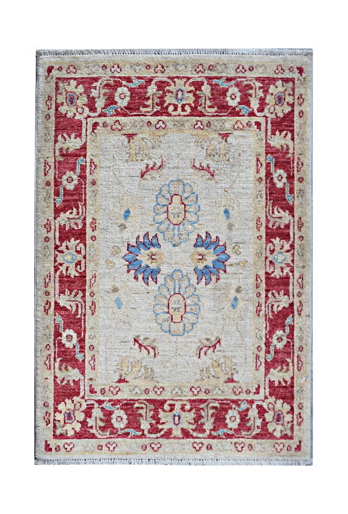 Handmade Mini Afghan Chobi Rug | 93 x 67 cm | 3'2" x 2'3" - Najaf Rugs & Textile