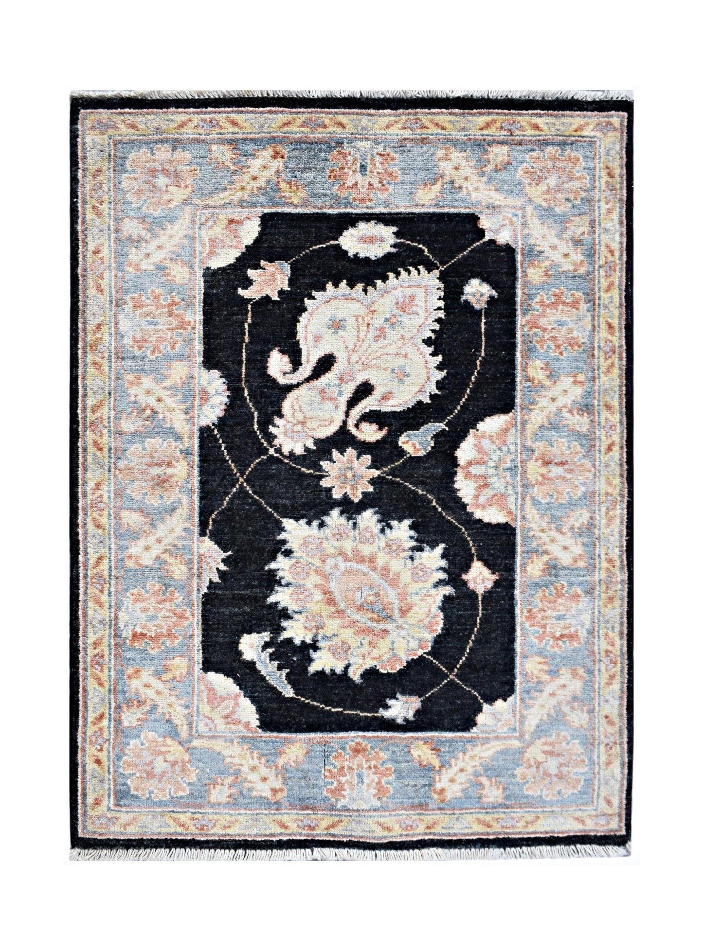 Handmade Mini Afghan Chobi Rug | 94 x 66 cm | 3'1" x 2'3" - Najaf Rugs & Textile