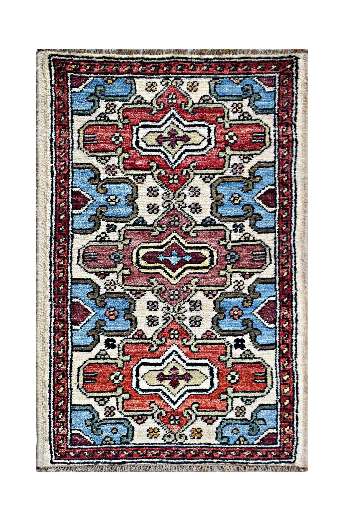 Handmade Mini Afghan Chobi Rug | 97 x 50 cm | 3'2" x 1'8" - Najaf Rugs & Textile