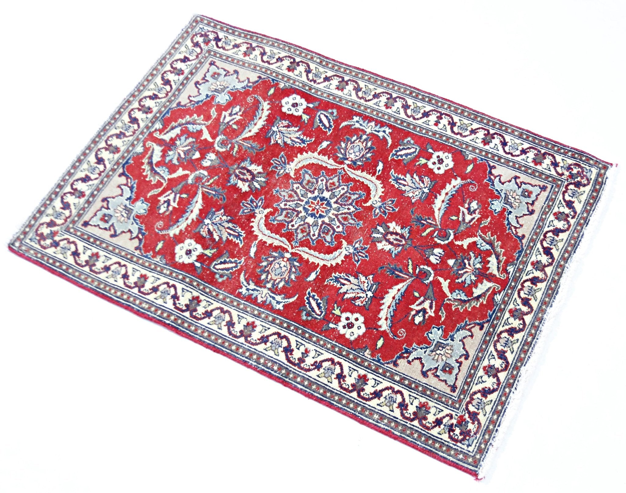 Handmade Mini Vintage Pakistani Rug | 90 x 64 cm | 3' x 2'1" - Najaf Rugs & Textile
