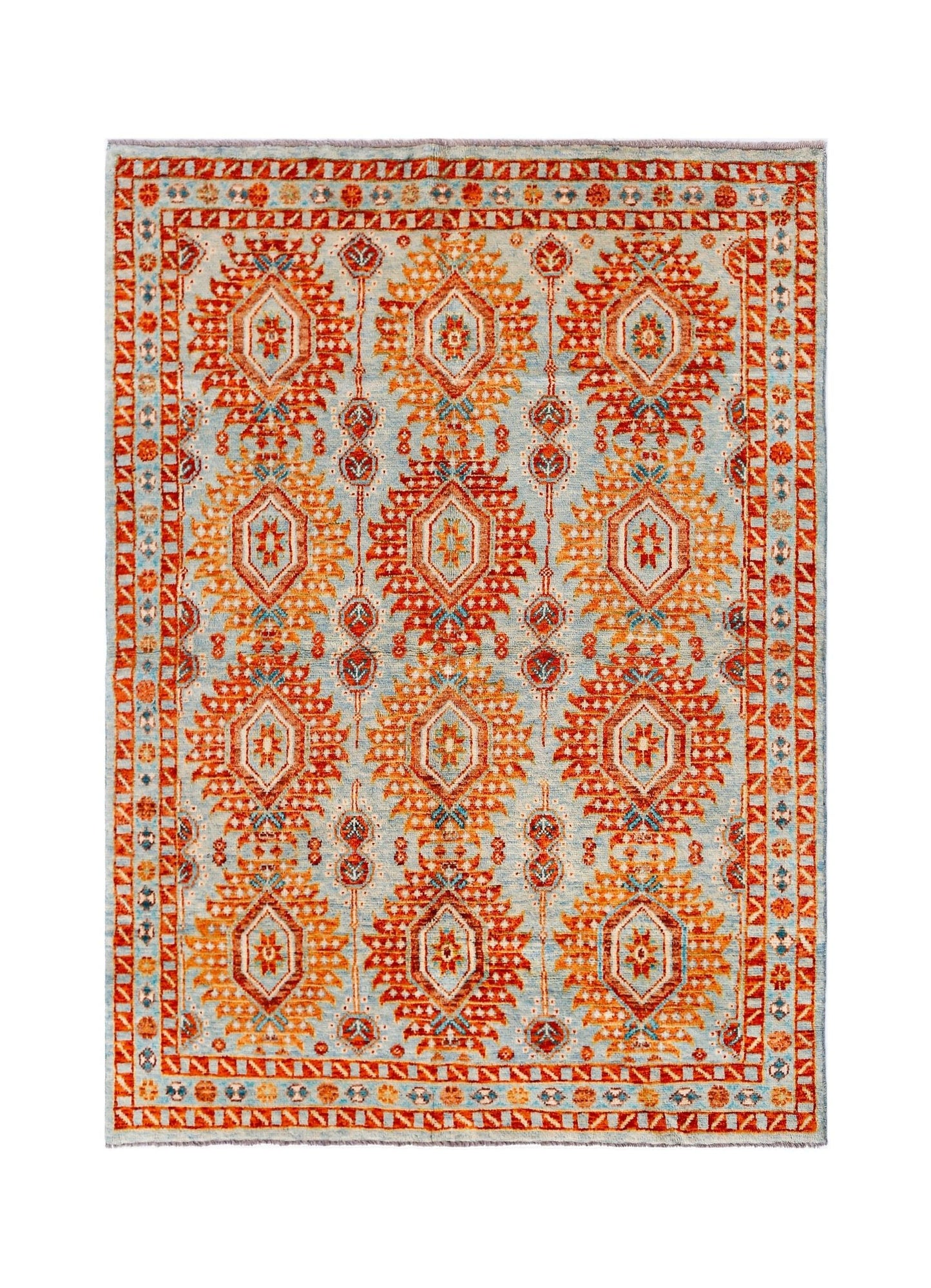 Handmade Transitional Afghan Rug | 242 x 168 cm | 7'11" x 5'6" - Najaf Rugs & Textile
