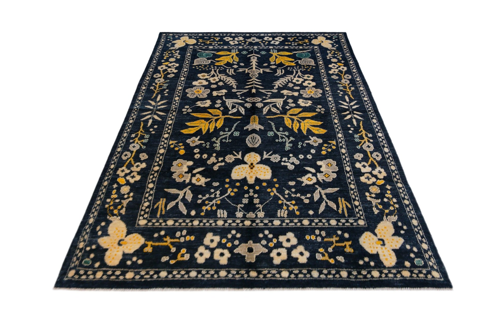 Handmade Transitional Afghan Rug | 303 x 201 cm | 9'11" x 6'7" - Najaf Rugs & Textile
