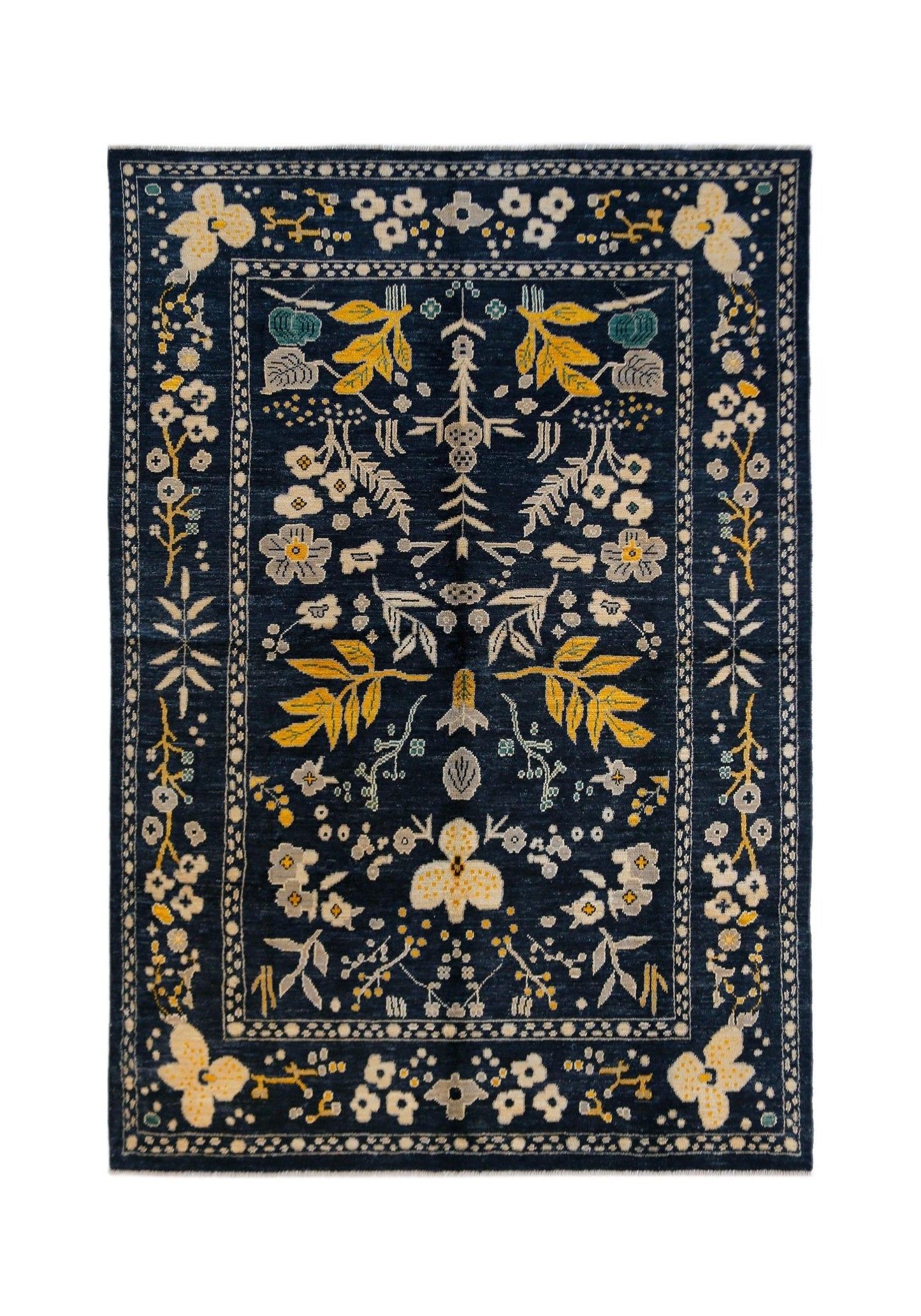 Handmade Transitional Afghan Rug | 303 x 201 cm | 9'11" x 6'7" - Najaf Rugs & Textile