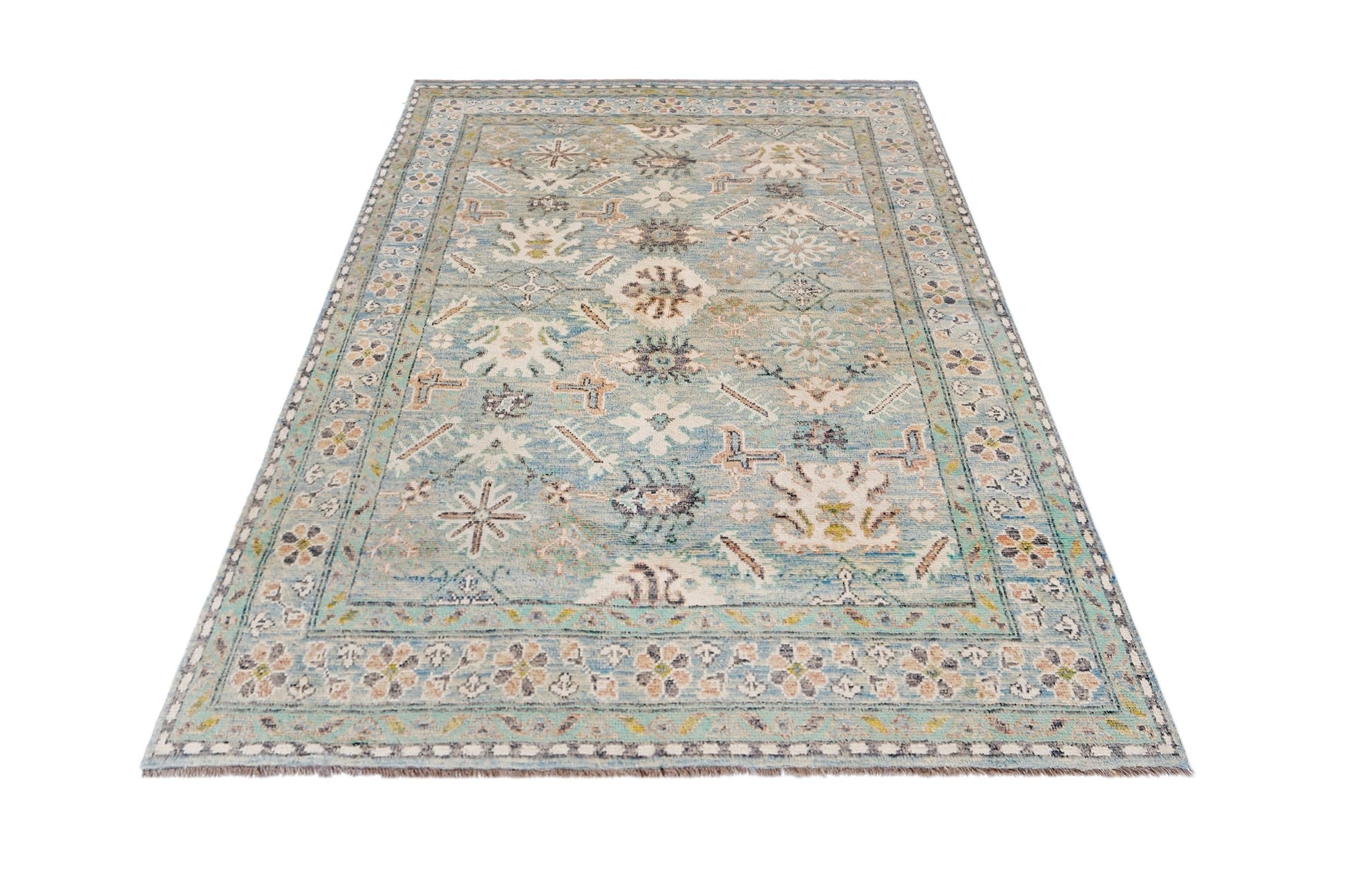 Handmade Transitional Afghan Rug | 238 x 168 cm | 7'10" x 5'7" - Najaf Rugs & Textile