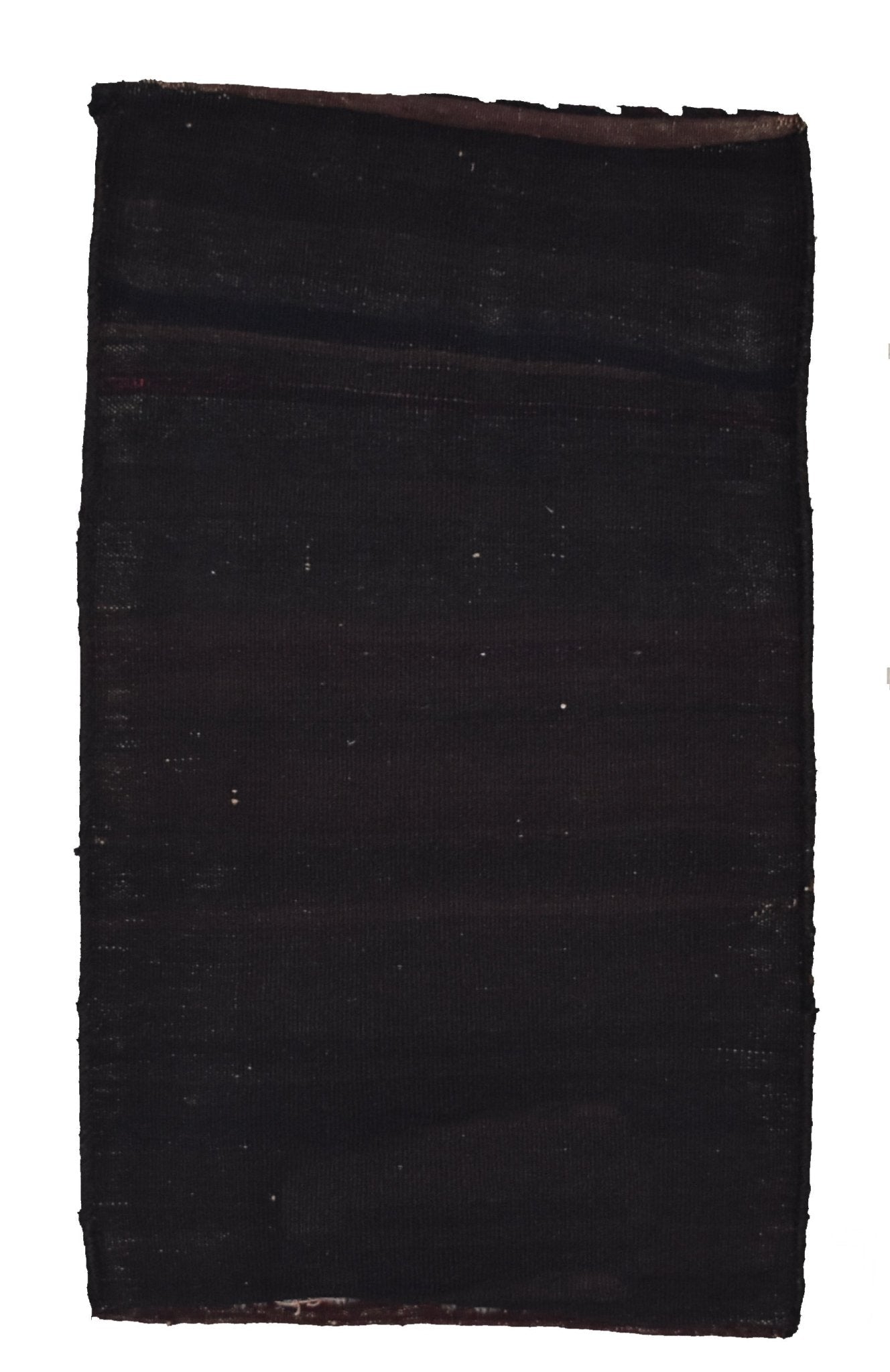 A rectangular vintage Afghan Baluch cushion made of dark, handwoven wool.