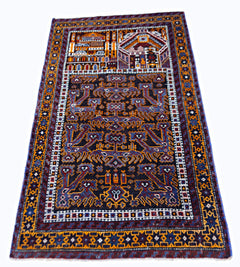 Handmade Tribal Afghan Balouch Prayer Rug | 124 x 77 cm | 4'1" x 2'6" - Najaf Rugs & Textile