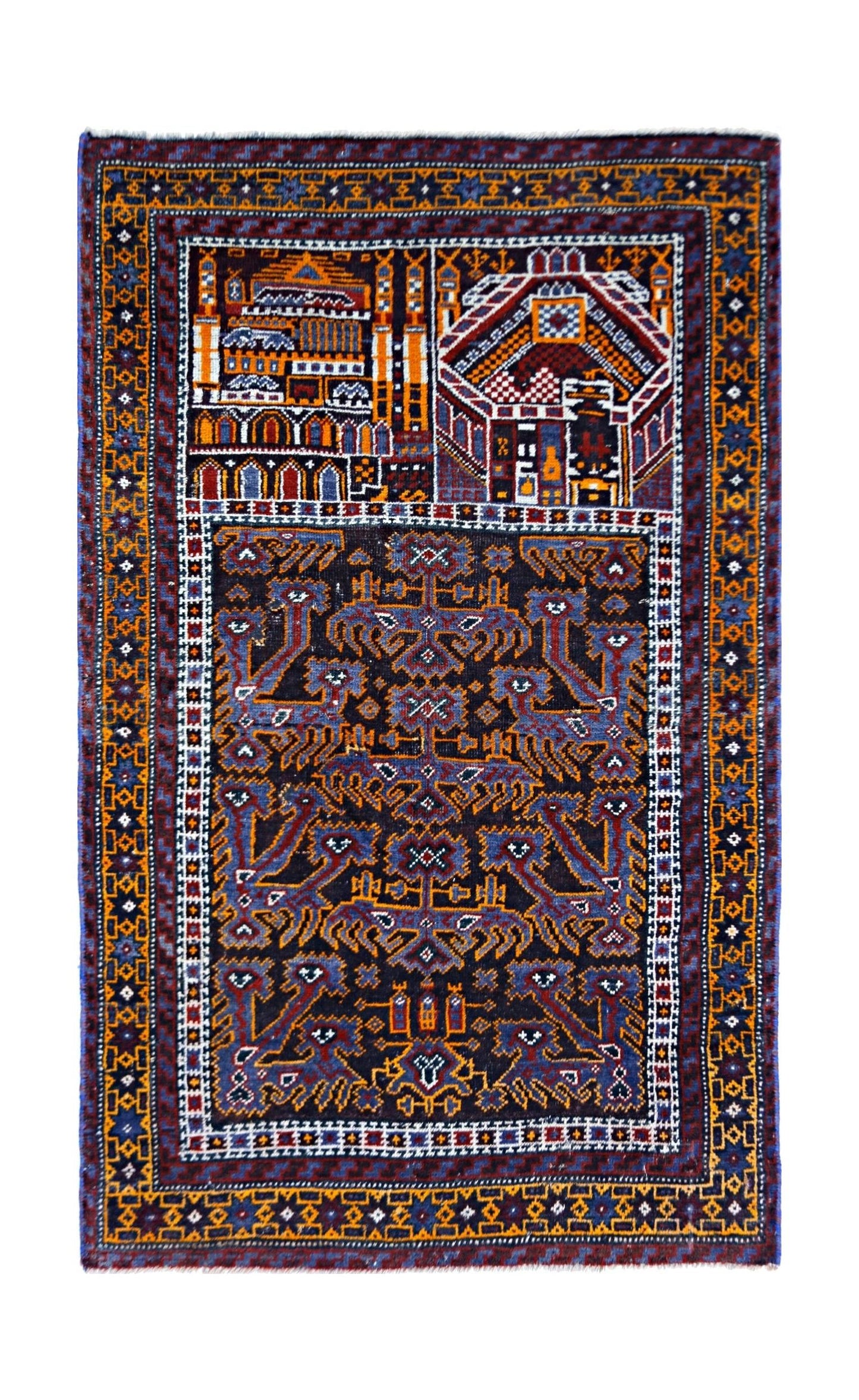 Handmade Tribal Afghan Balouch Prayer Rug | 124 x 77 cm | 4'1" x 2'6" - Najaf Rugs & Textile