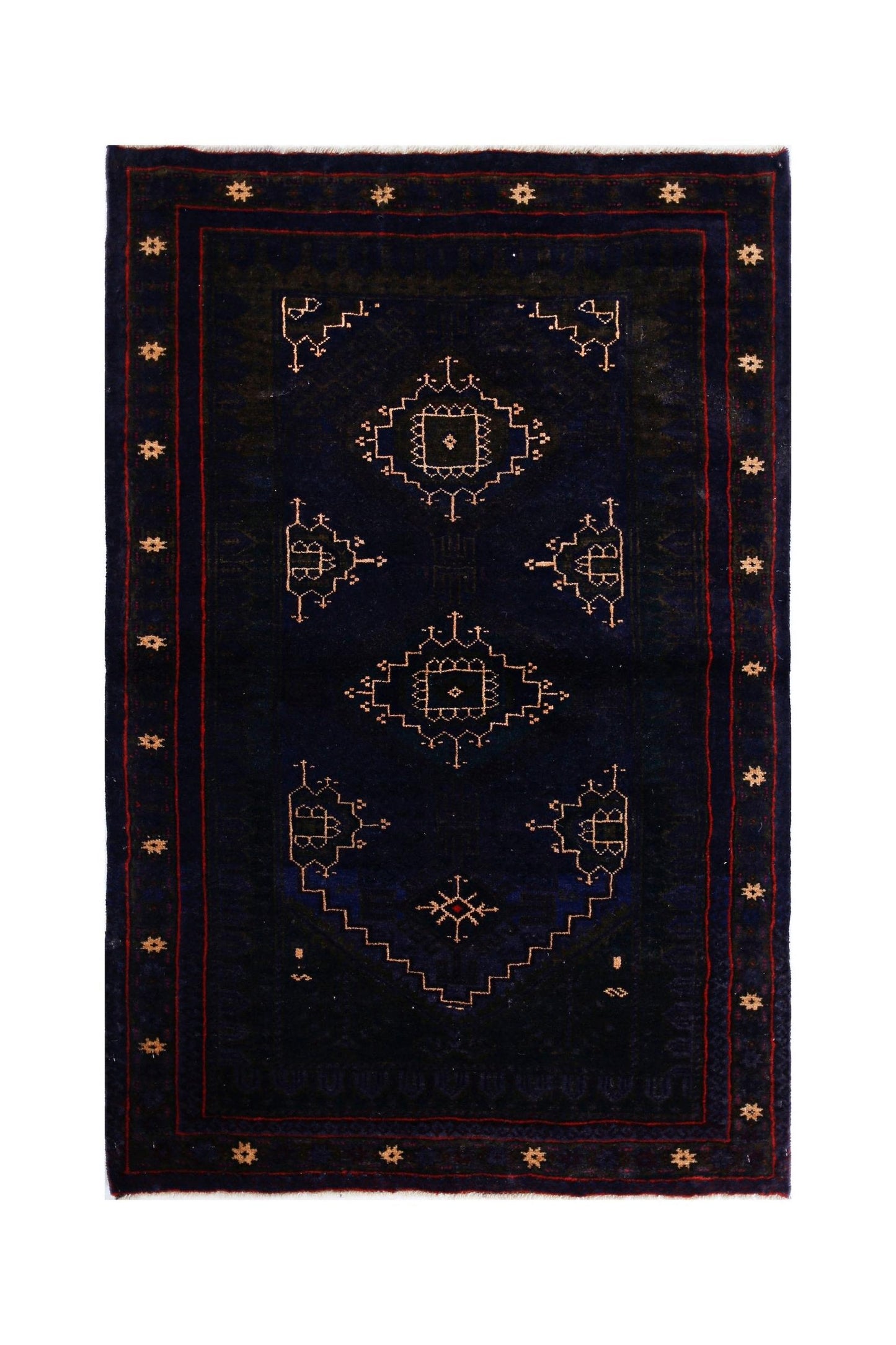 Handmade Tribal Afghan Balouch Rug | 132 x 88 cm | 4'4" x 2'11" - Najaf Rugs & Textile