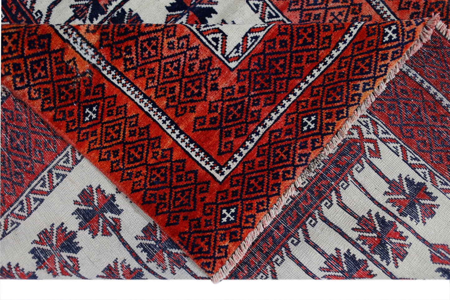 Handmade Vintage Afghan Turkmen Prayer Rug | 160 x 100 cm | 5'3" x 3'3" - Najaf Rugs & Textile