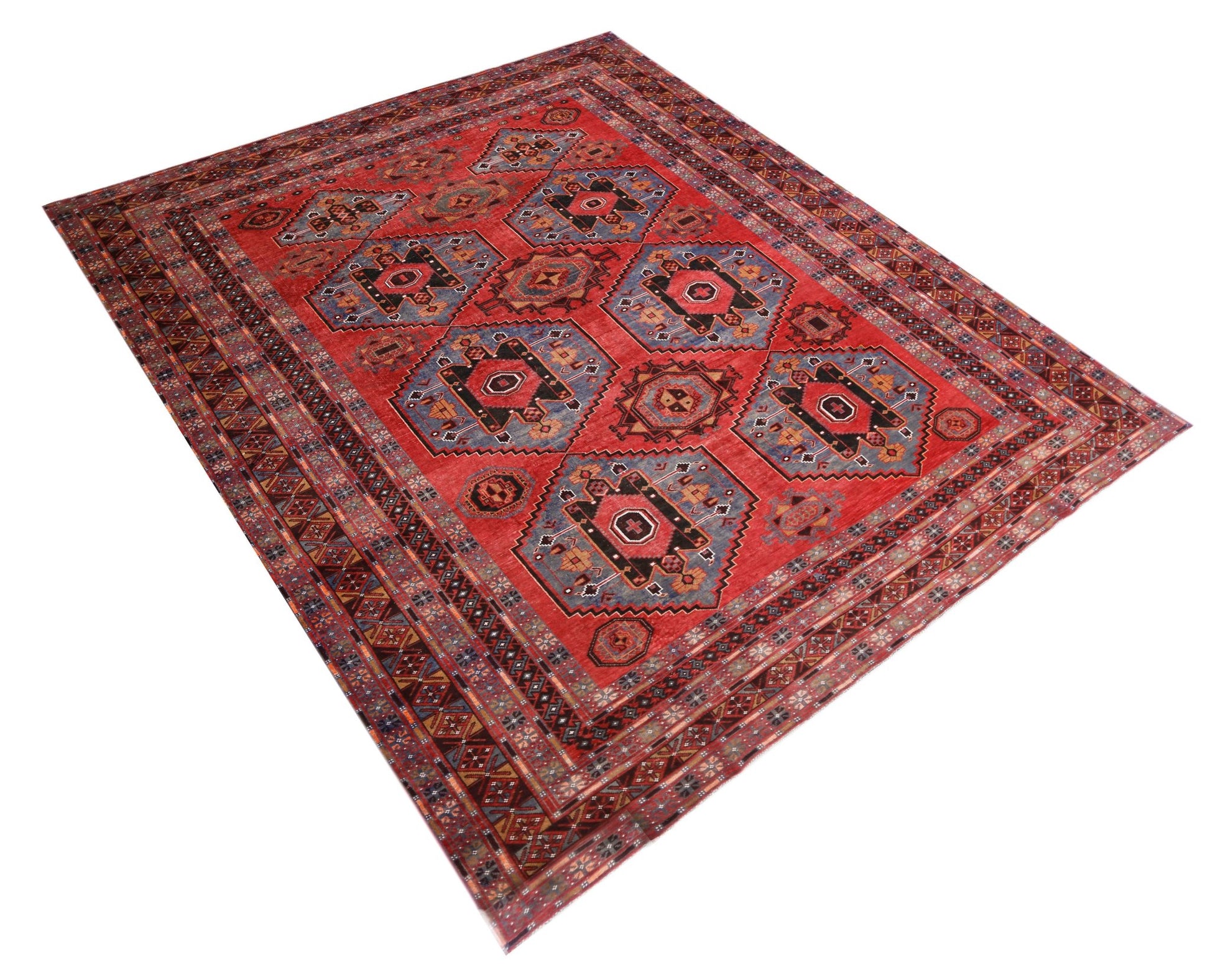 Handmade Vintage Afghan Balouch Rug | 384 x 260 cm | 12'7" x 8'6" - Najaf Rugs & Textile