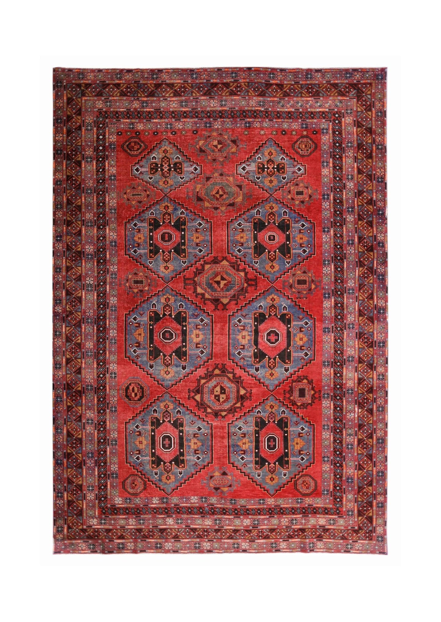 Handmade Vintage Afghan Balouch Rug | 384 x 260 cm | 12'7" x 8'6" - Najaf Rugs & Textile