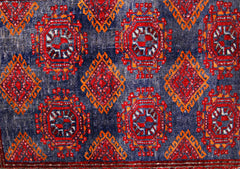 Handmade Vintage Afghan Turkmen Prayer Rug | 111 x 77 cm | 3'8" x 2'6" - Najaf Rugs & Textile