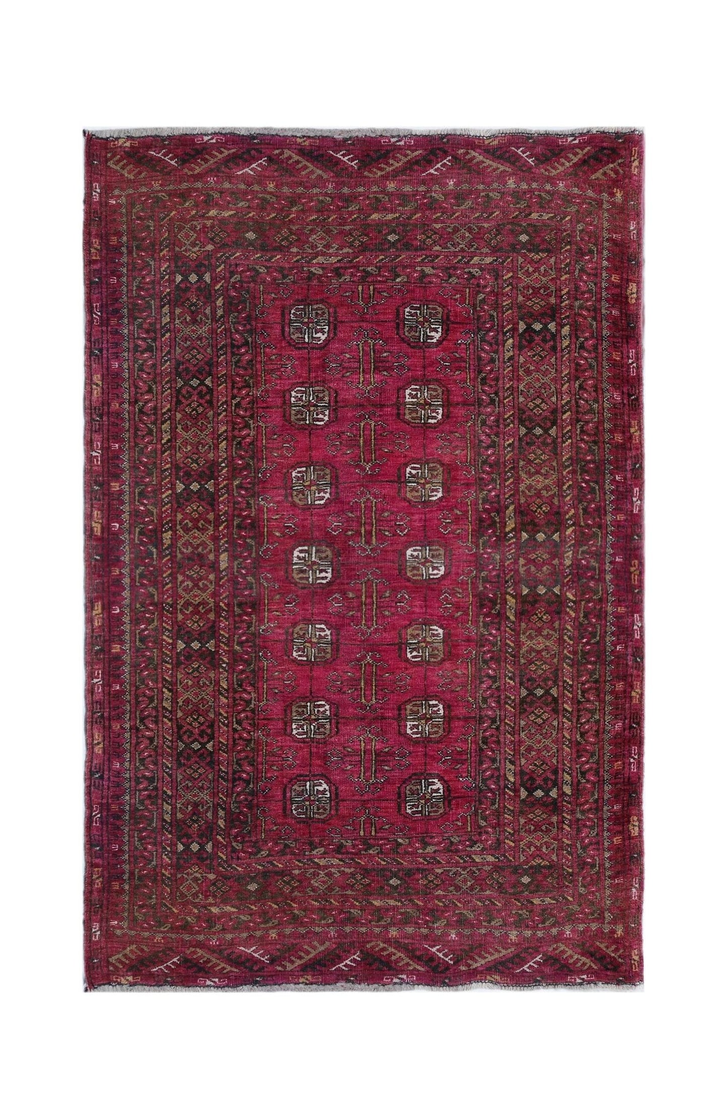 Handmade Vintage Afghan Turkmen Rug | 116 x 78 cm | 3'10" x 2'7" - Najaf Rugs & Textile