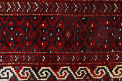 Handmade Vintage Afghan Turkmen Prayer Rug | 117 x 83 cm | 3'10" x 2'9" - Najaf Rugs & Textile