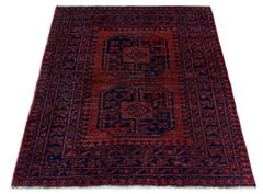 Handmade Vintage Afghan Turkmen Rug | 117 x 96 cm | 3'10" x 3'2" - Najaf Rugs & Textile
