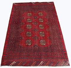 Handmade Vintage Afghan Turkmen Rug | 118 x 85 cm | 3'10" x 2'9" - Najaf Rugs & Textile