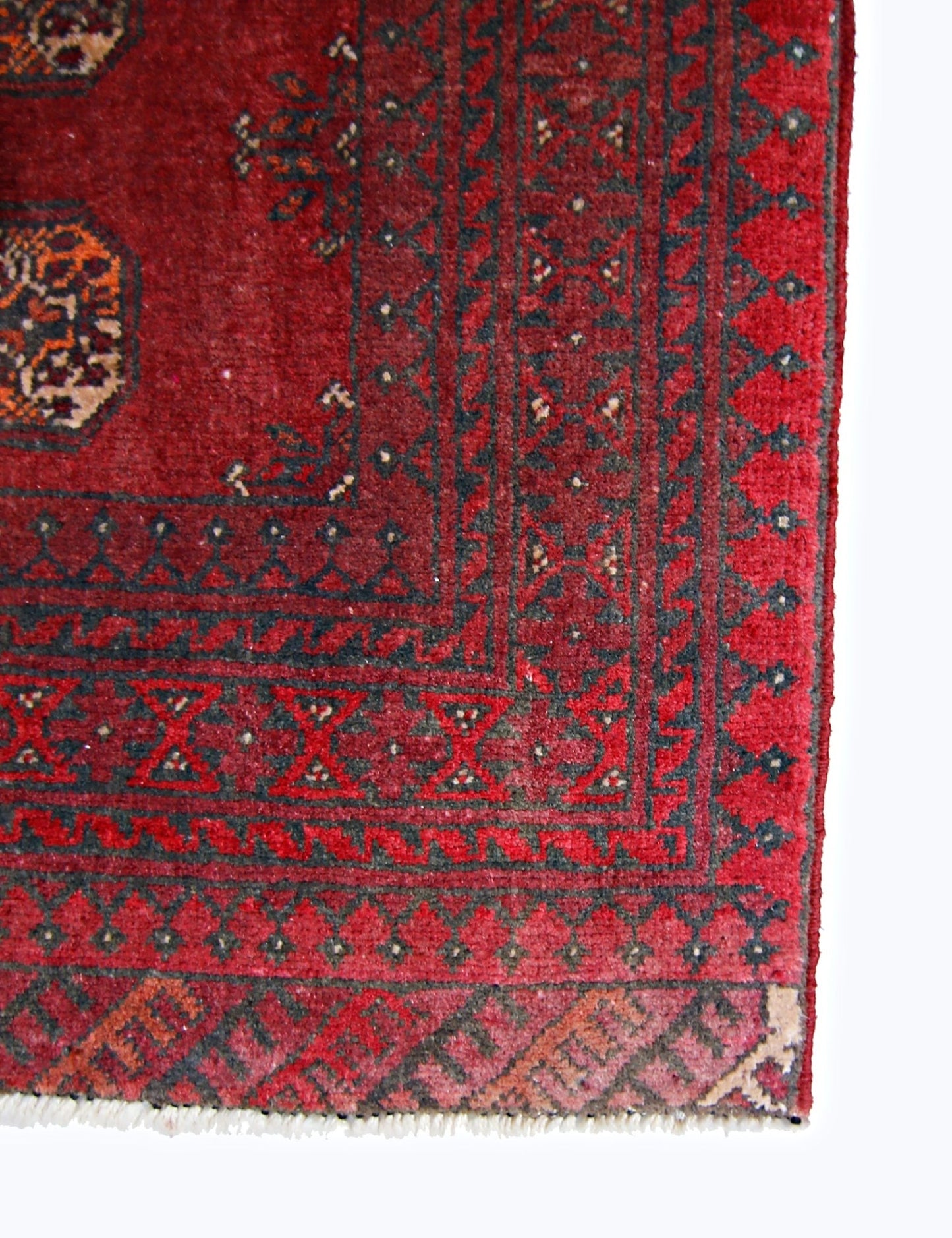 Handmade Vintage Afghan Turkmen Rug | 118 x 85 cm | 3'10" x 2'9" - Najaf Rugs & Textile