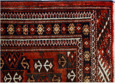 Handmade Vintage Afghan Turkmen Rug | 135 x 108 cm | 4'5" x 3'7" - Najaf Rugs & Textile