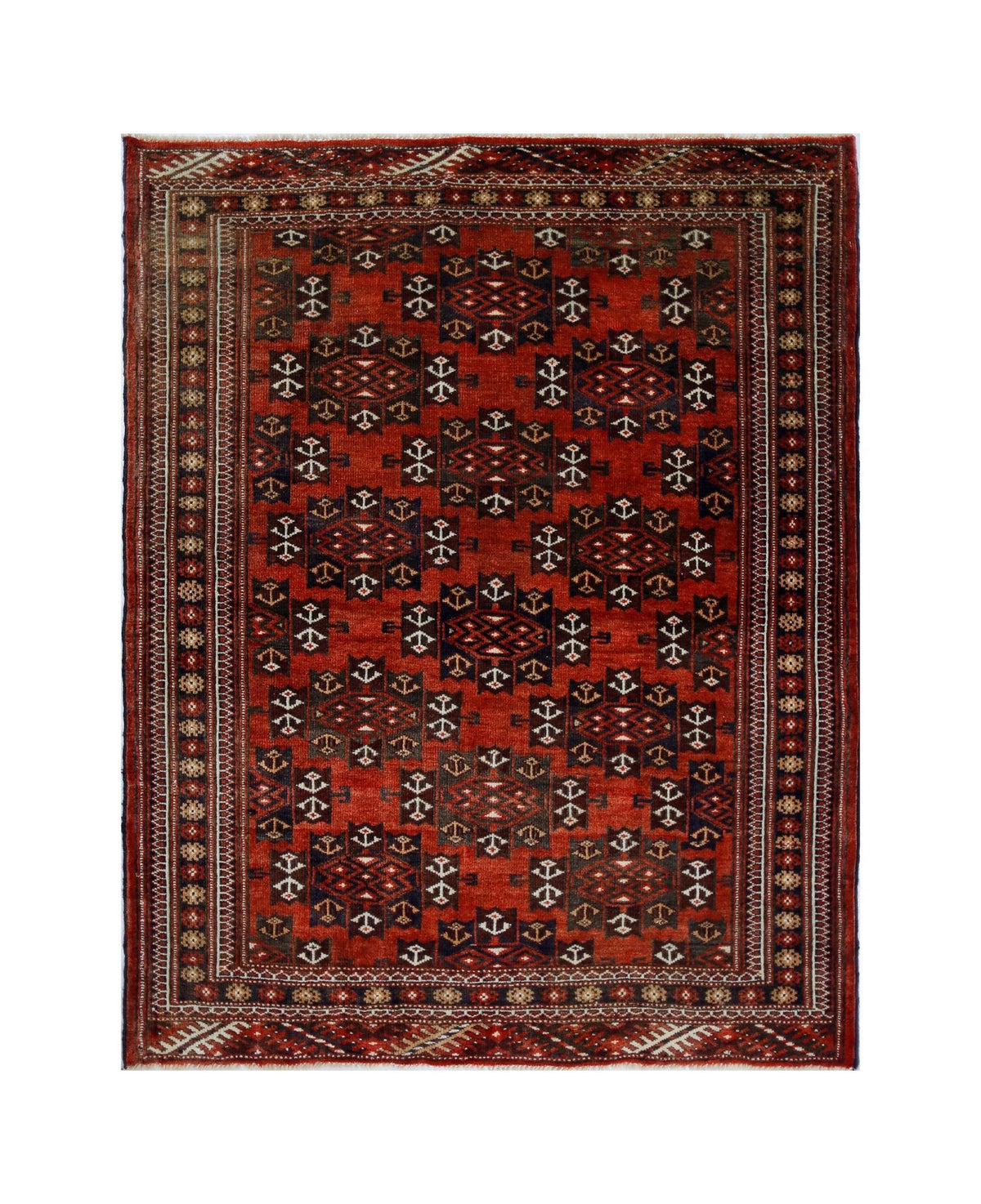 Handmade Vintage Afghan Turkmen Rug | 135 x 108 cm | 4'5" x 3'7" - Najaf Rugs & Textile