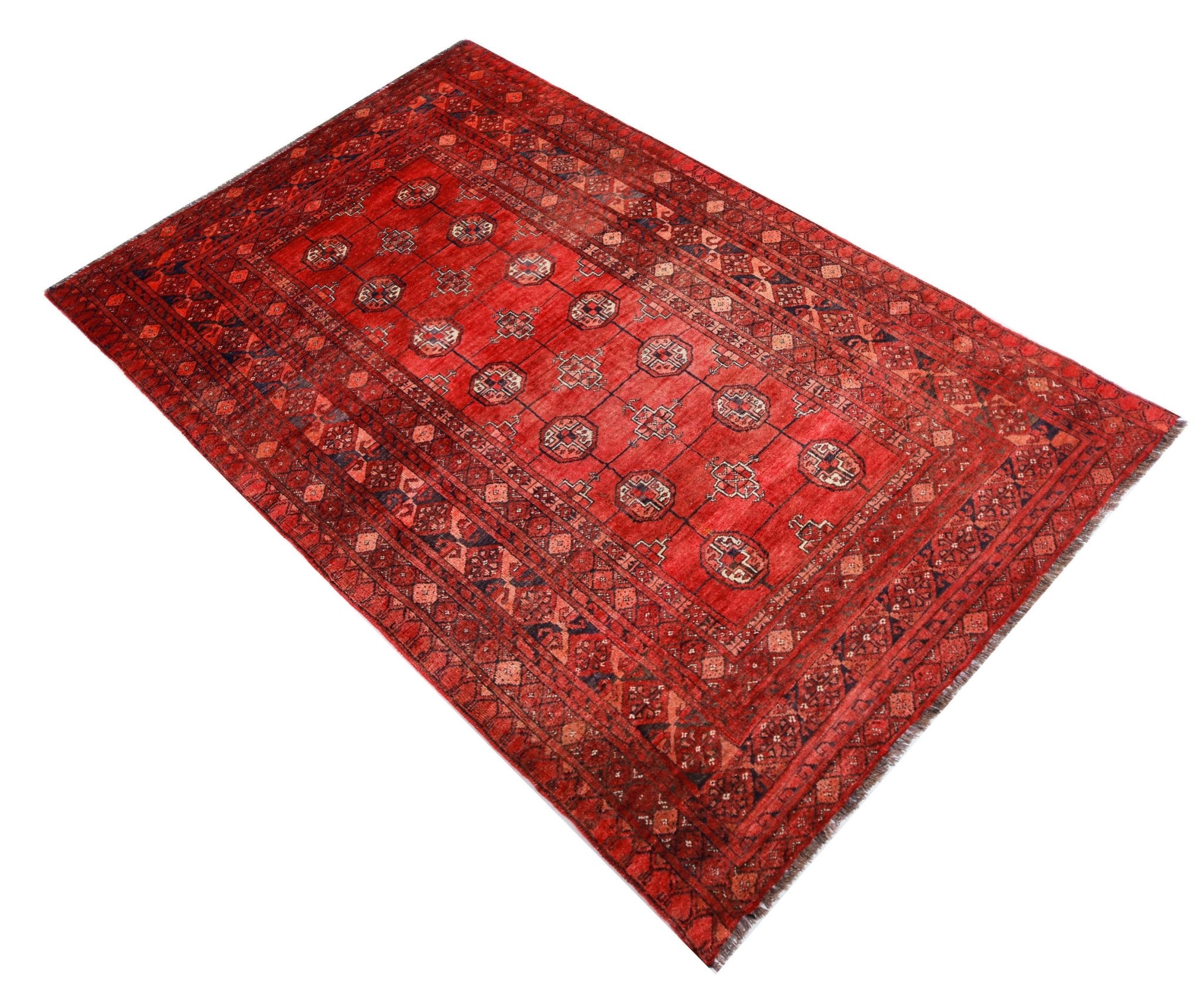 Handmade Vintage Afghan Turkmen Rug | 154 x 99 cm | 5'1" x 3'3" - Najaf Rugs & Textile