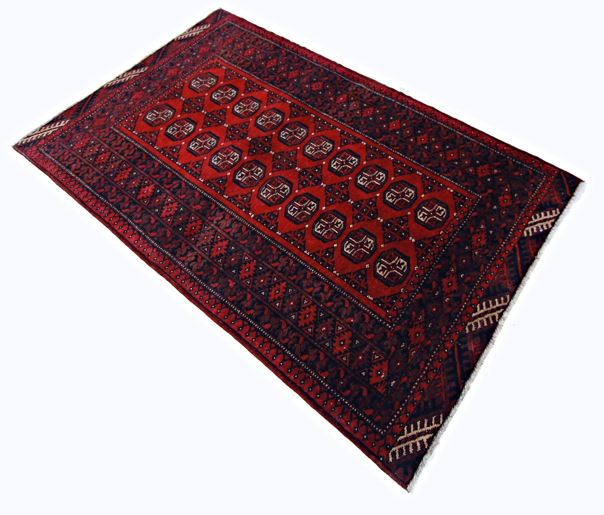 Handmade Vintage Afghan Turkmen Rug | 177 x 114 cm | 5'10" x 3'9" - Najaf Rugs & Textile