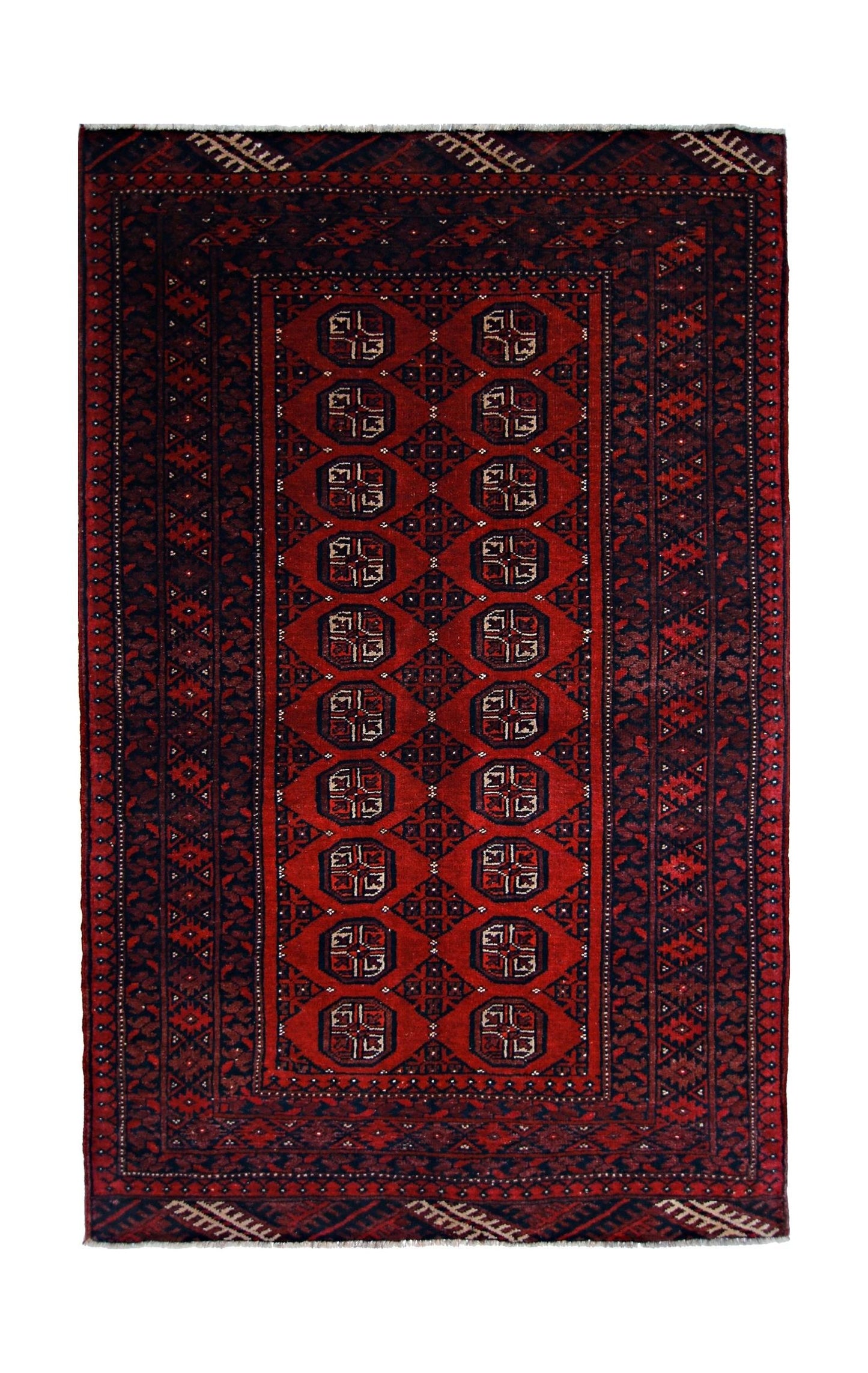 Handmade Vintage Afghan Turkmen Rug | 177 x 114 cm | 5'10" x 3'9" - Najaf Rugs & Textile