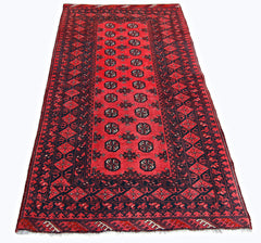Handmade Vintage Afghan Turkmen Rug | 178 x 101 cm | 5'10" x 3'4" - Najaf Rugs & Textile