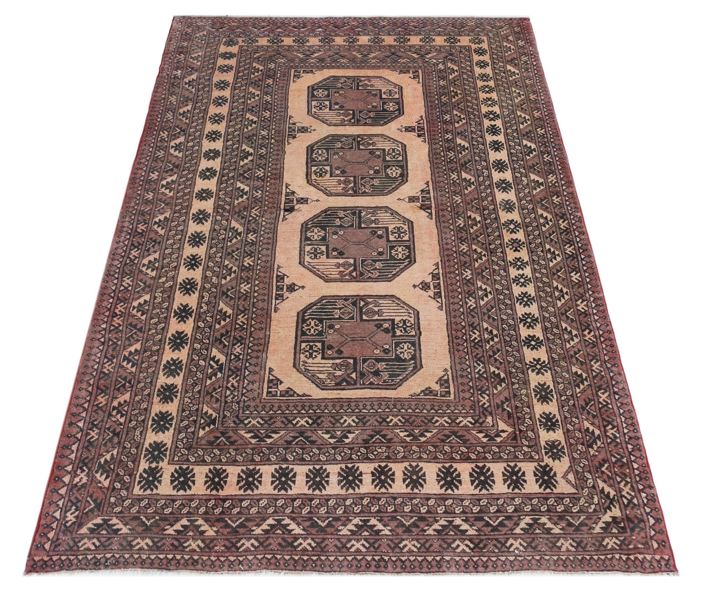 Handmade Afghan Turkmen Rug | 181 x 114 cm | 5'11" x 3'9" - Najaf Rugs & Textile