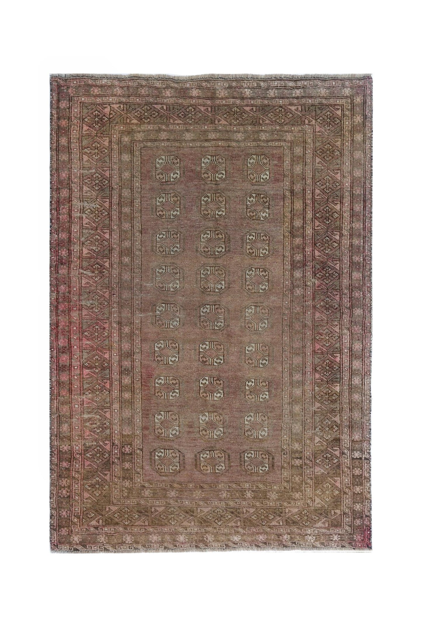 Handmade Vintage Afghan Turkmen Rug | 197 x 129 cm | 6'6" x 4'3" - Najaf Rugs & Textile