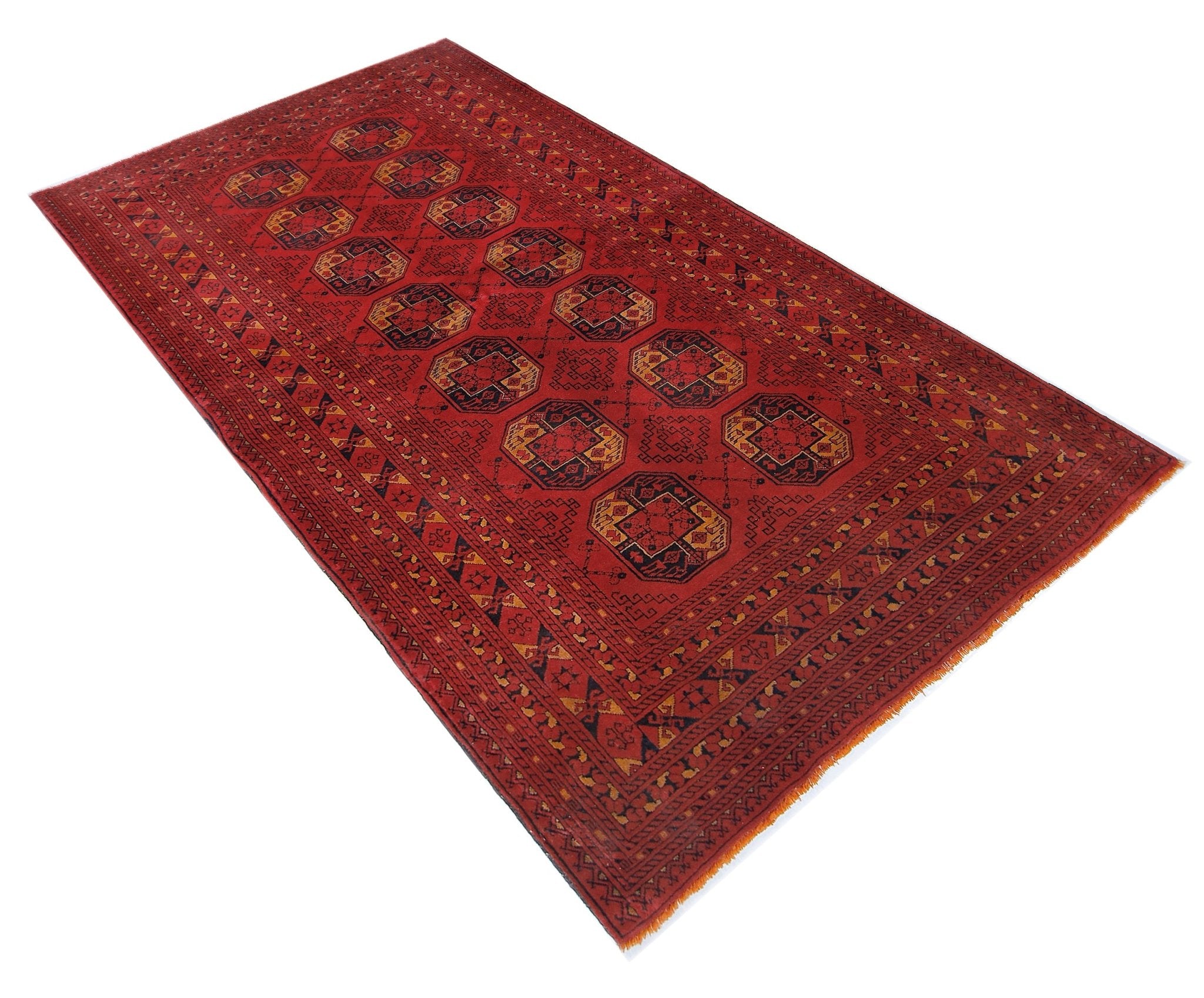 Handmade Afghan Turkmen Elephant's Foot Rug | 200 x 130 cm | 6'7" x 4'3" - Najaf Rugs & Textile