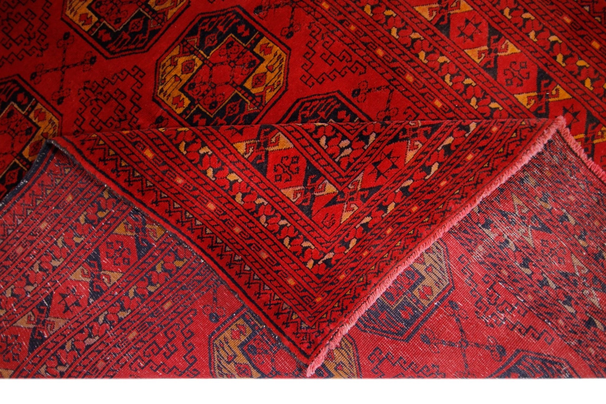Handmade Afghan Turkmen Elephant's Foot Rug | 200 x 130 cm | 6'7" x 4'3" - Najaf Rugs & Textile