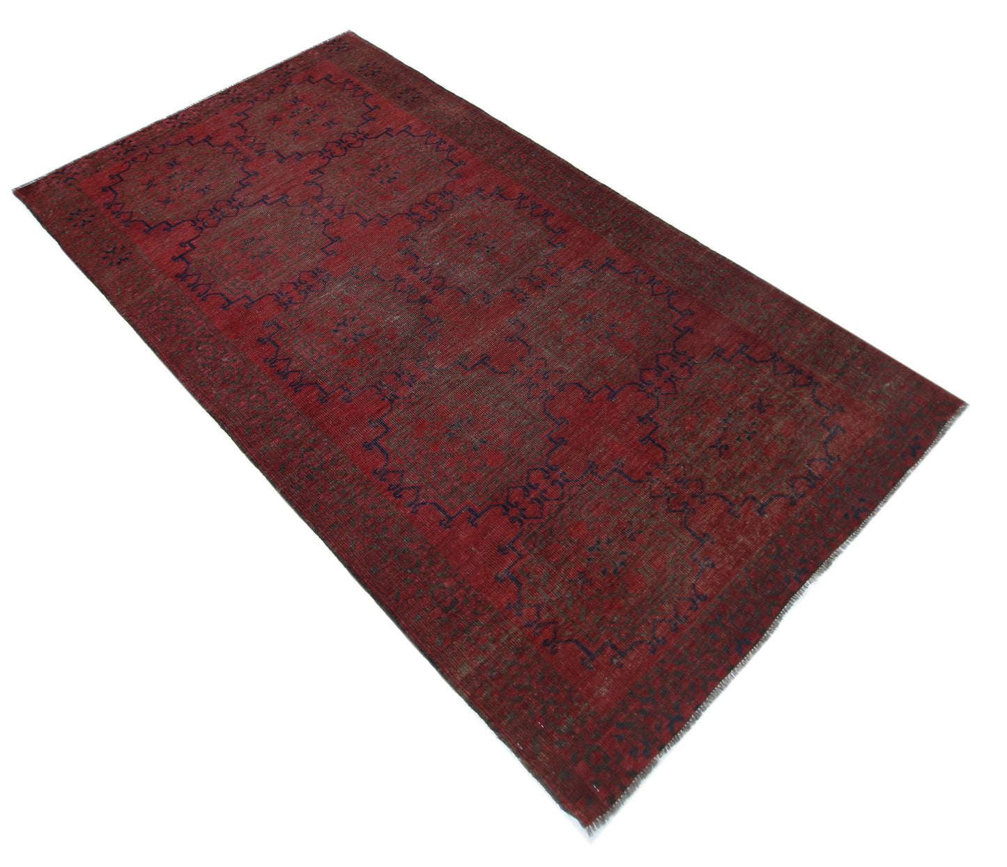 Handmade Vintage Afghan Turkmen Rug | 206 x 114 cm | 6'9" x 3'9" - Najaf Rugs & Textile