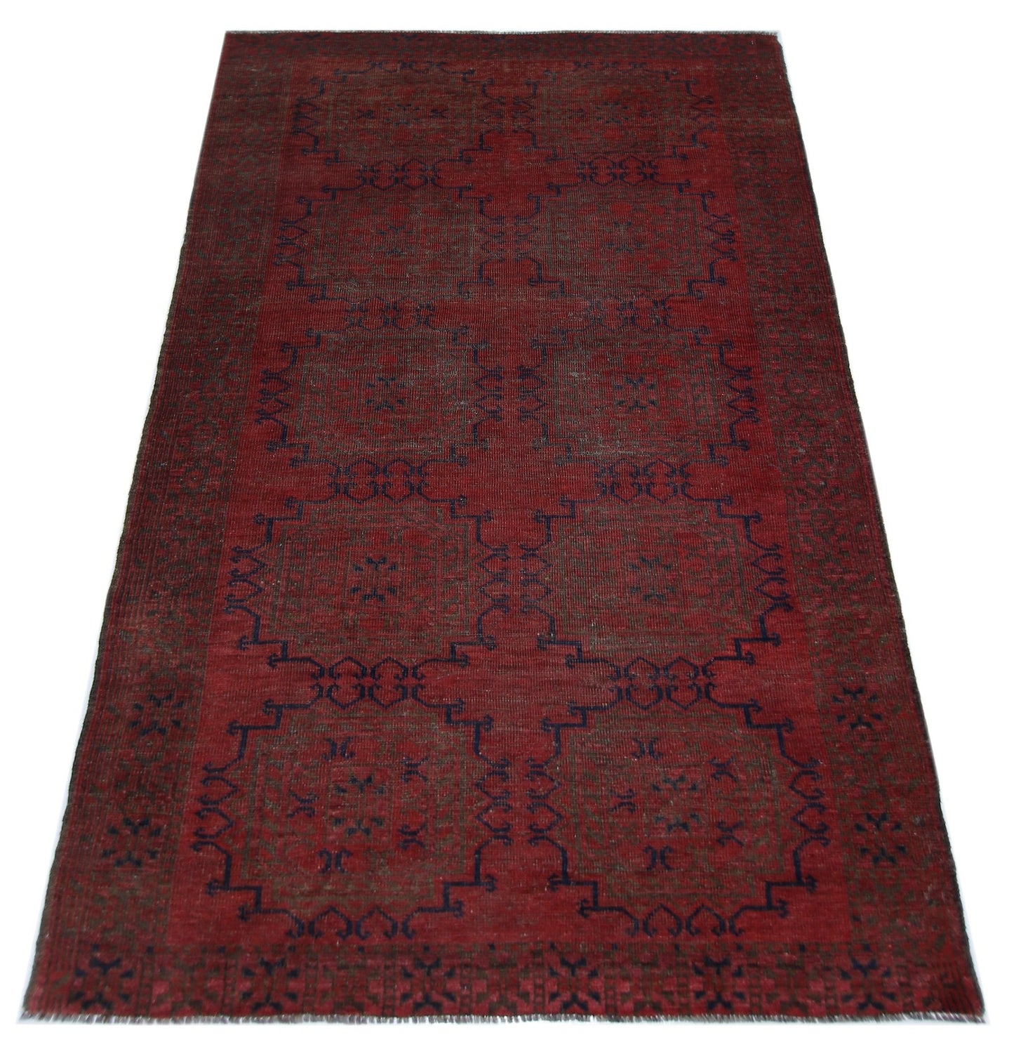 Handmade Vintage Afghan Turkmen Rug | 206 x 114 cm | 6'9" x 3'9" - Najaf Rugs & Textile